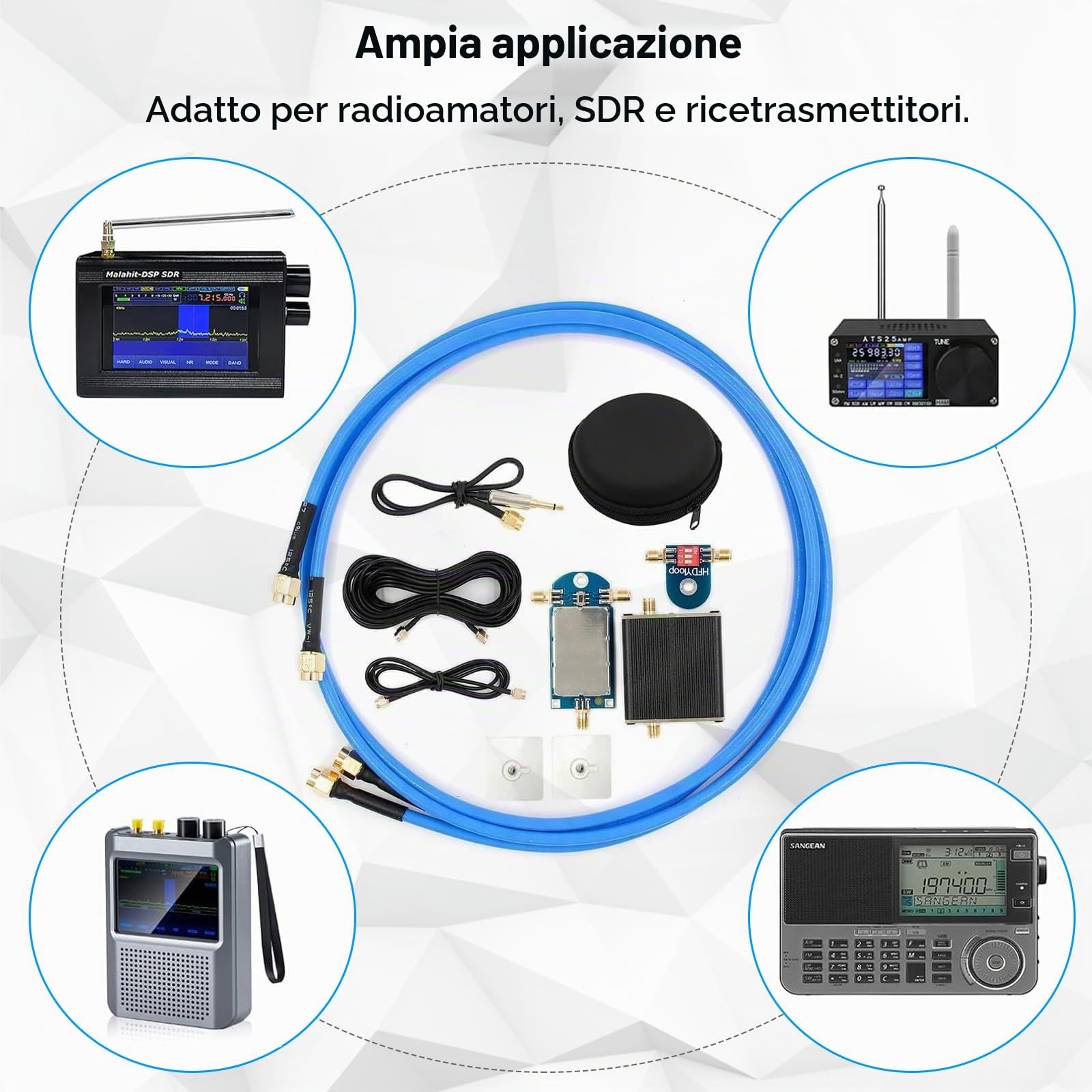 AURSINC Portable Active Loop Antenna - Antenna a onde corte 50 KHz-500 MHz HF AM FM VHF UHF Antenna di ricezione a loop magnetico per radio amatoriale (amplificatore migliorato)