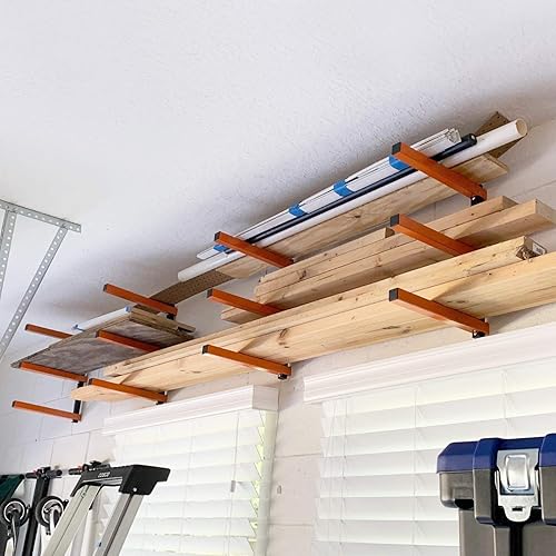 Miniatura 9 de Ultrawall Estantes organizadores de madera para montaje en pared, estantes de metal para almacenamiento de madera, estantes de almacenamiento de