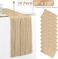 Vista 108 de Showgeous 10 Pack Baby Pink Cheesecloth Table Runner 10FT Long Semi-Sheer Gauze Table Runner Boho or Rustic Wedding Decor for Wedding Decor Arch