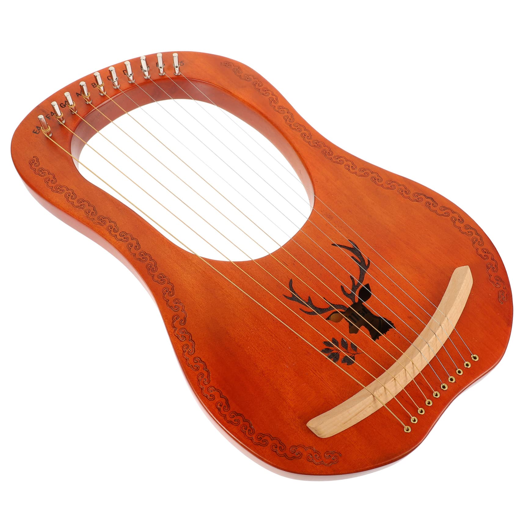 Holzleierharfe mit Saiten Filigranes Musikinstrument aus Naturholz Kleine Harfe mit Metallsaiten Traditionelles Instrument für Anfänger