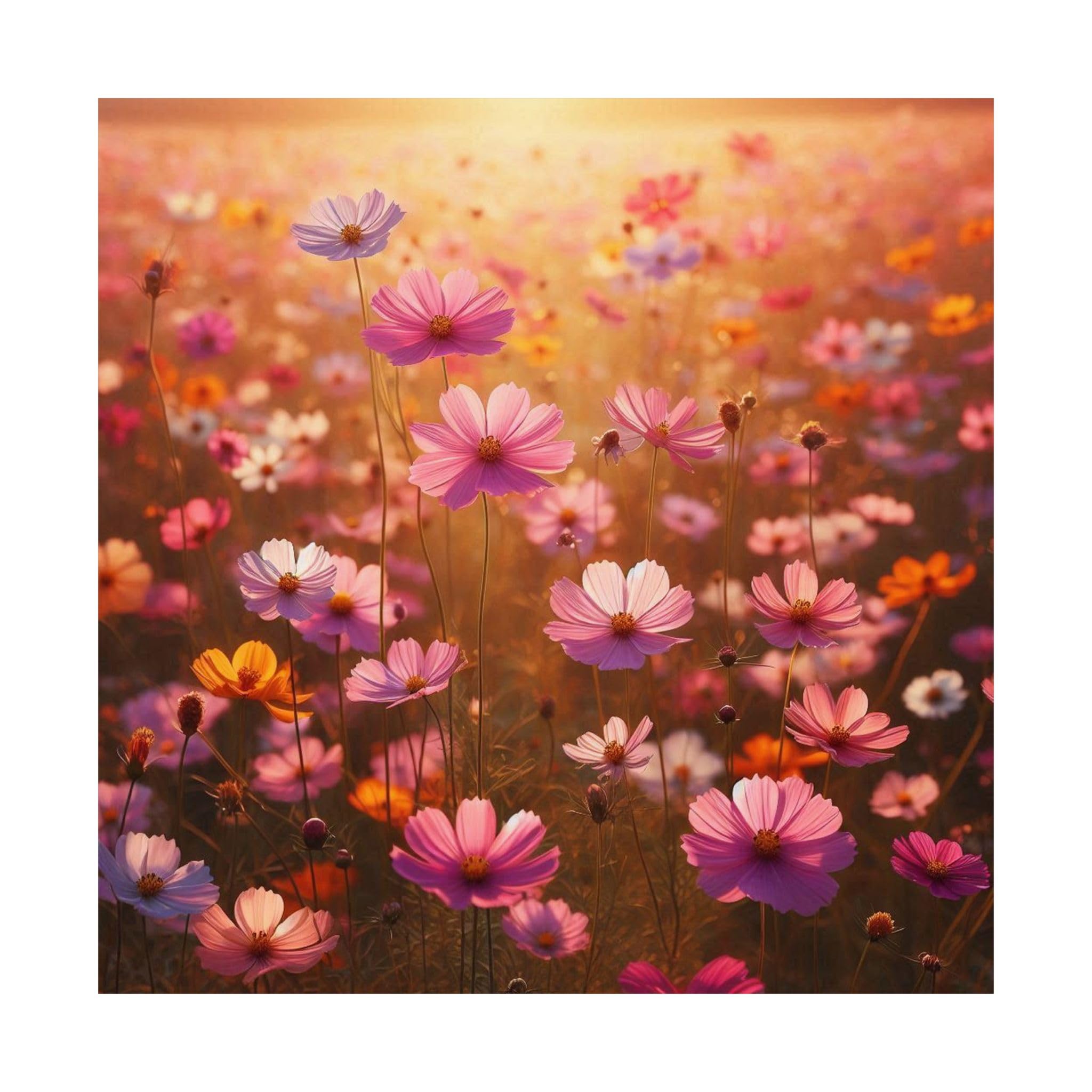 Cosmos Wild in Thai Fields or Roadside in Texas Matte Poster 18x18 inch Made in USA