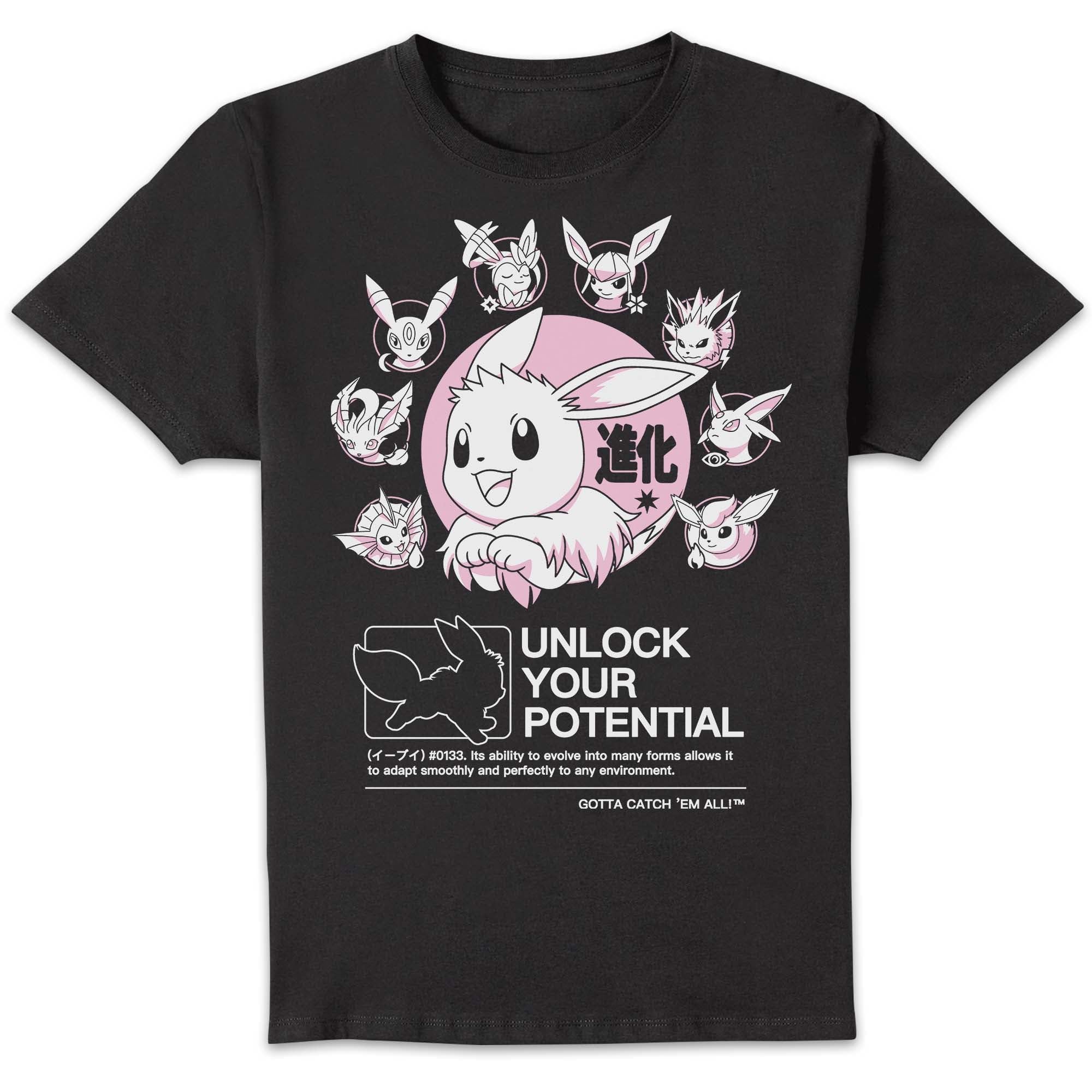 Zavvi Pokémon Circle of Eevee Evolutions Unisex T-Shirt - Black 3XL