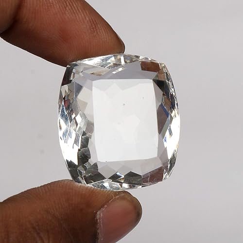 Miniatura 2 de REAL-GEMS 63.70 Ct Topacio Blanco Forma Cojín Suelta Piedra Preciosa, Gema Cristal Piedra rhinestone, hidrotermal - topacio blanco
