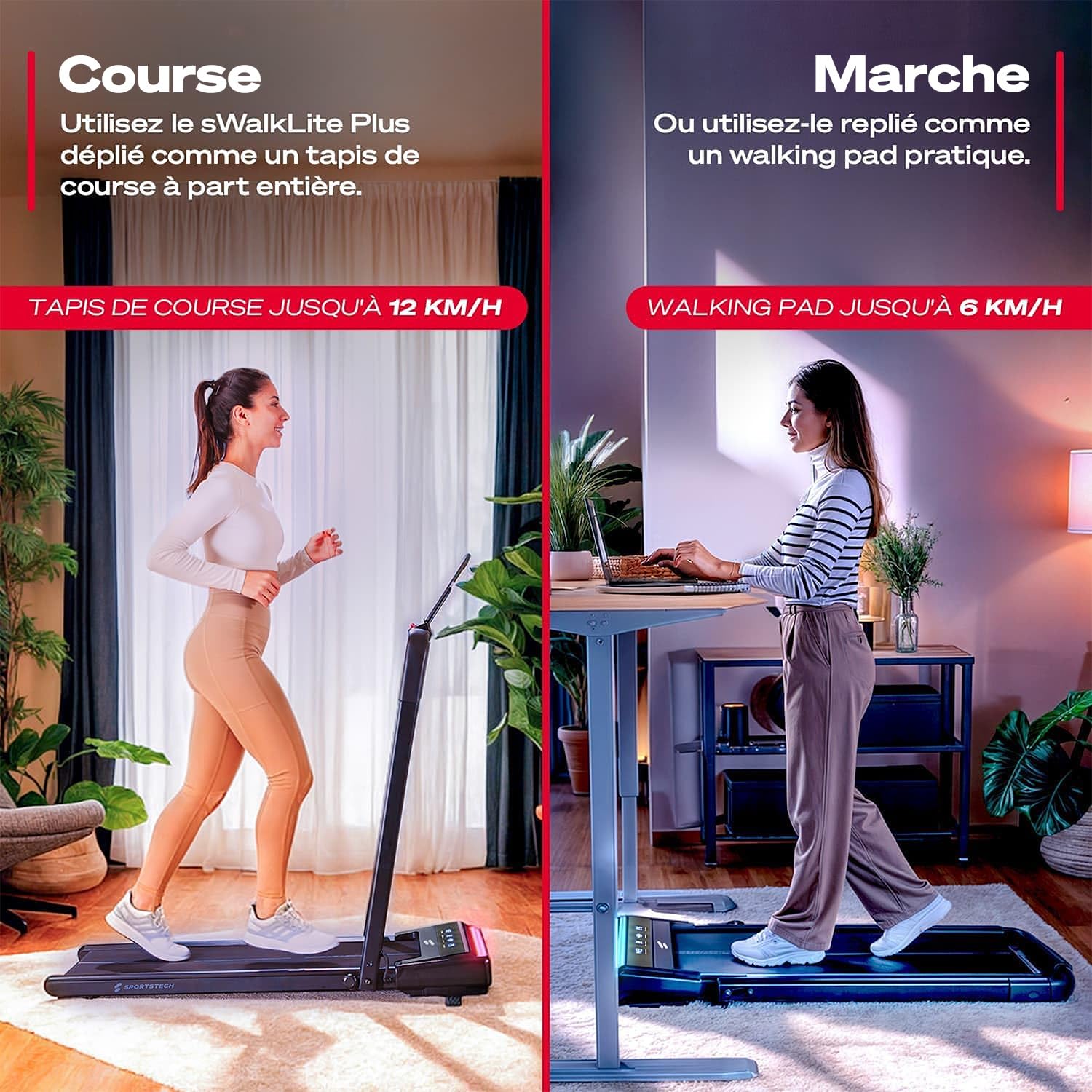 Sportstech Tapis de Course Walking Pad pour la Maison et Le Bureau, avec Inclinaison Manuelle, Walking Pad & Treadmill, télécommande, Compact, Silencieux, Swalk Lite/Swalk Lite Plus