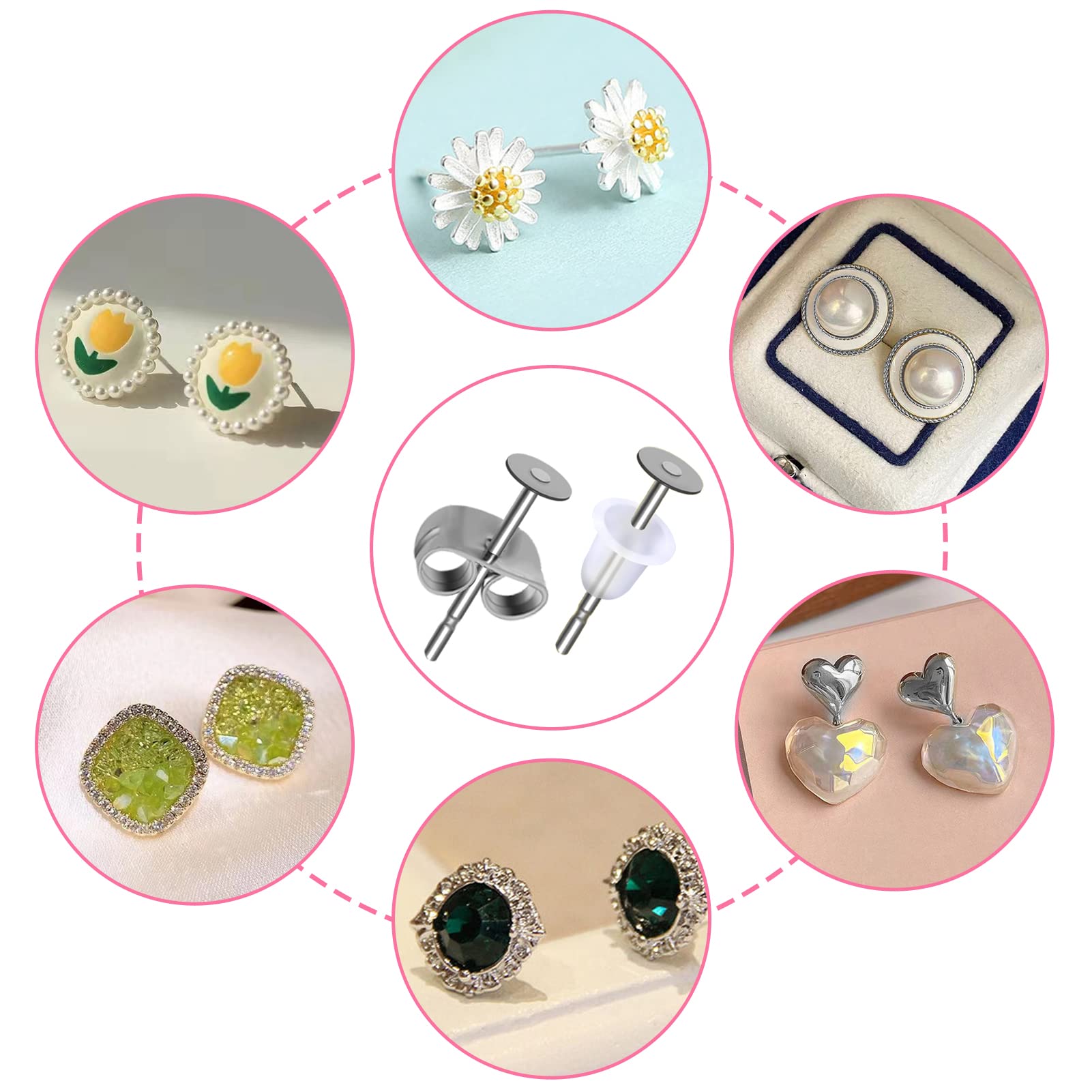TOAOB 50 stuks Franse oorbellen, oorringen, haken, oorbellen van roestvrij staal, 14,5 mm, zilver, hypoallergeen, voor het maken van sieraden