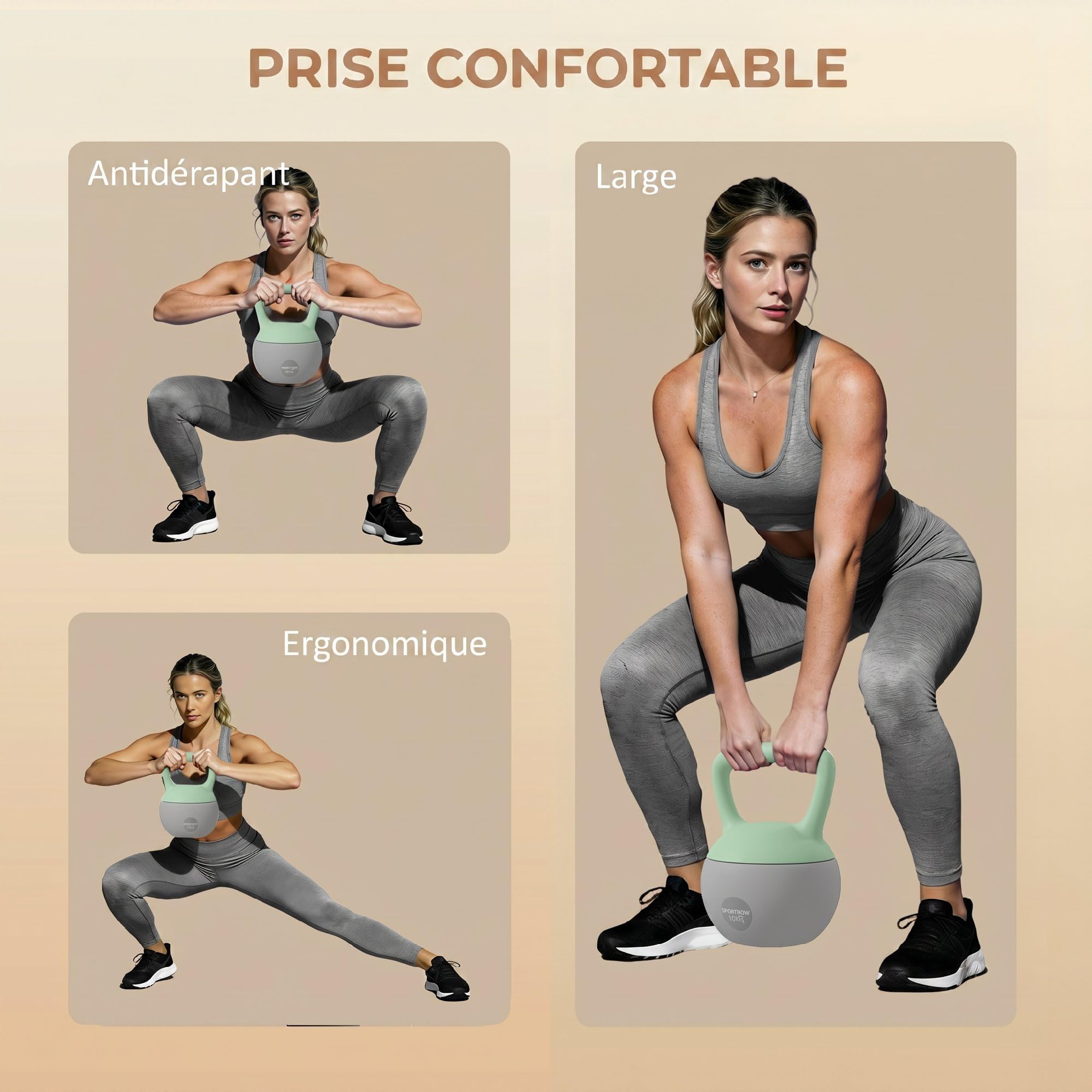 SPORTNOW 8kg Kettlebell Morbida con Manico Antiscivolo, Verde e Grigio | Kettlebell, Sollevamento Pesi, Allenamento della Forza