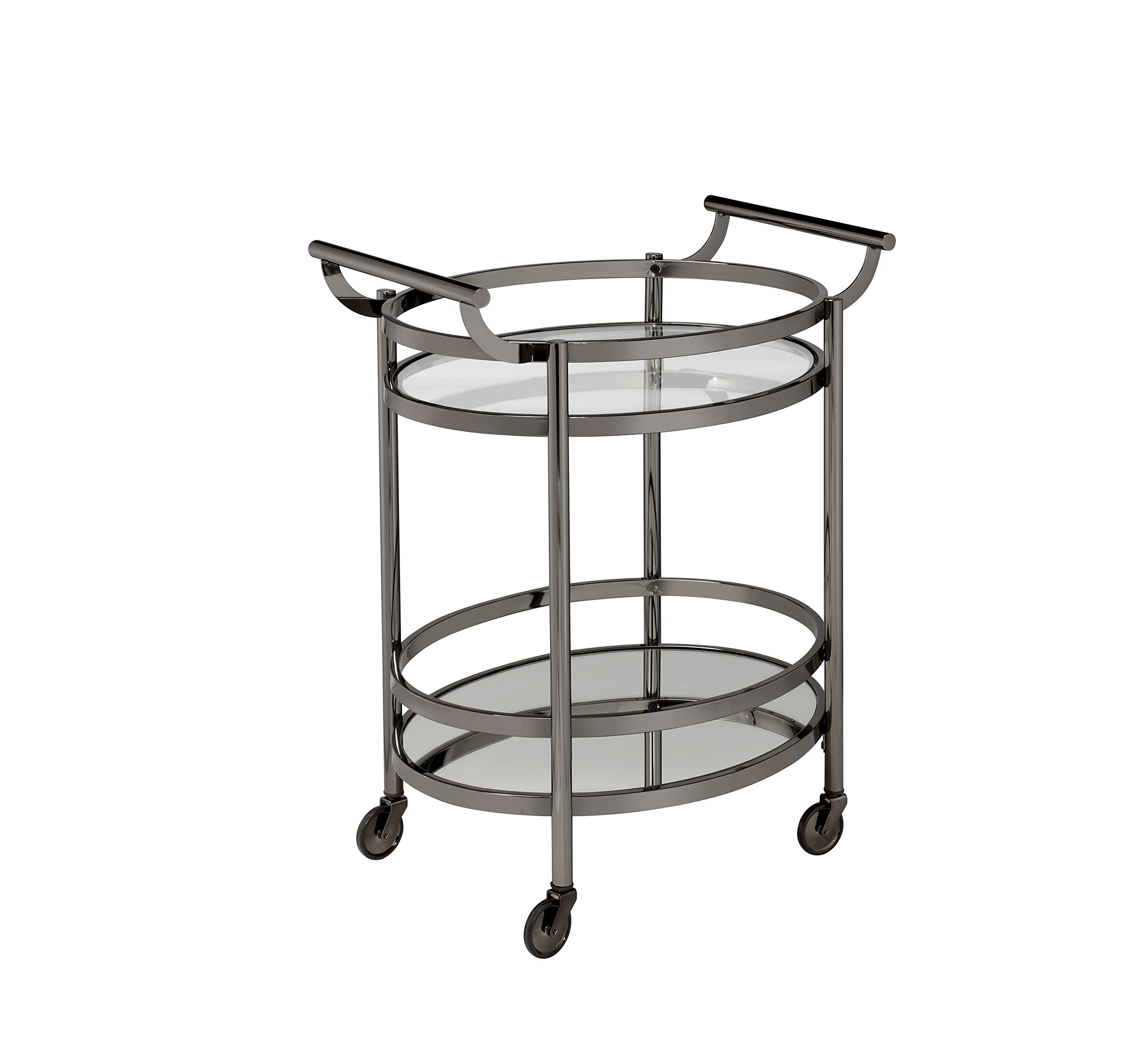 Photo 1 of ACME Furniture serving cart, One Size, Black Nickel & Clear Glass