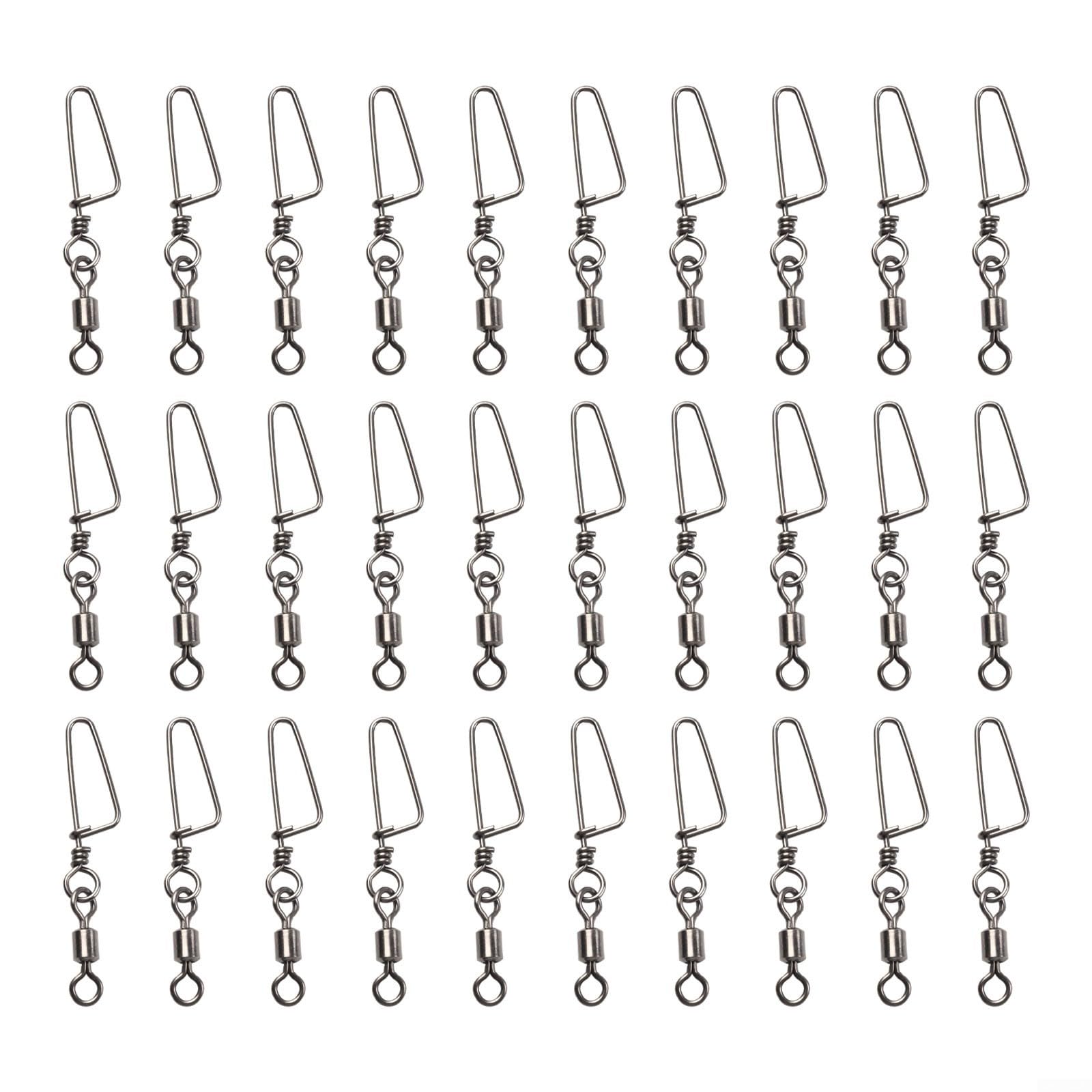 YJDOORPLAY Ball Bearing Fishing Swivels Snap Coastlock Line Connector for Saltwater Freshwater Bass Fishing Offshore Trolling Jigging Heavy Duty Stainless Steel 30 Pack(2/0)