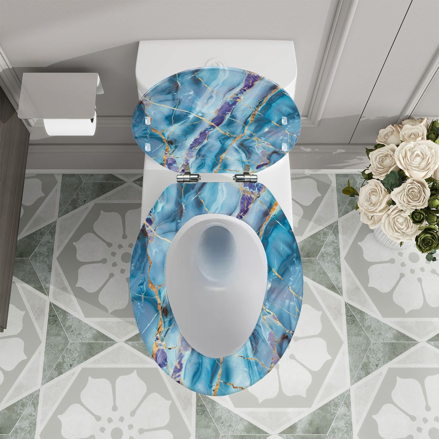 Asiento de inodoro genérico alargado de resina para baño
