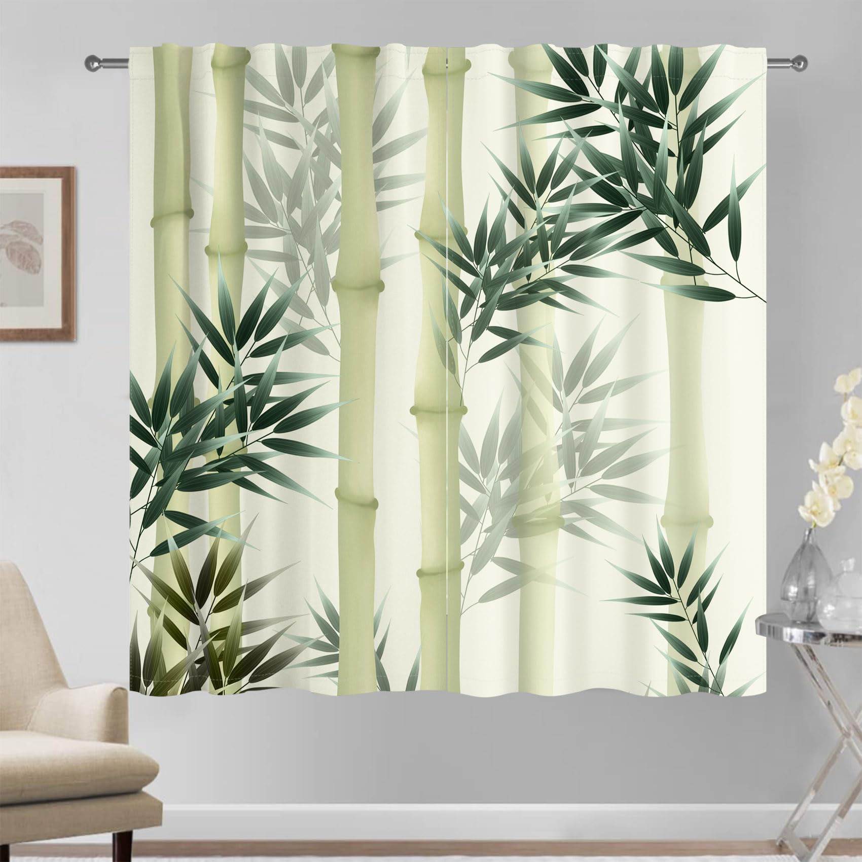 Kzzfqxb 117x138cm 2 Panels Chinese Painting Curtains - Image 3