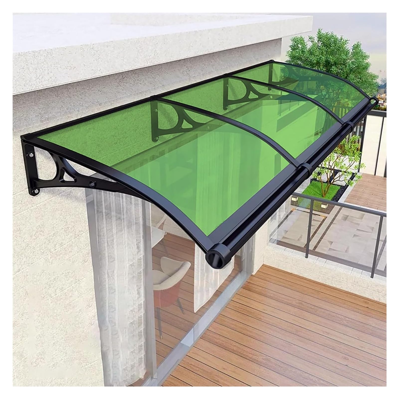 GJMSSMY UV Protection Canopy Awning for Doors Green 100x120cm (39.37x47.24in) Weather Shield Against Sun Rain & Snow