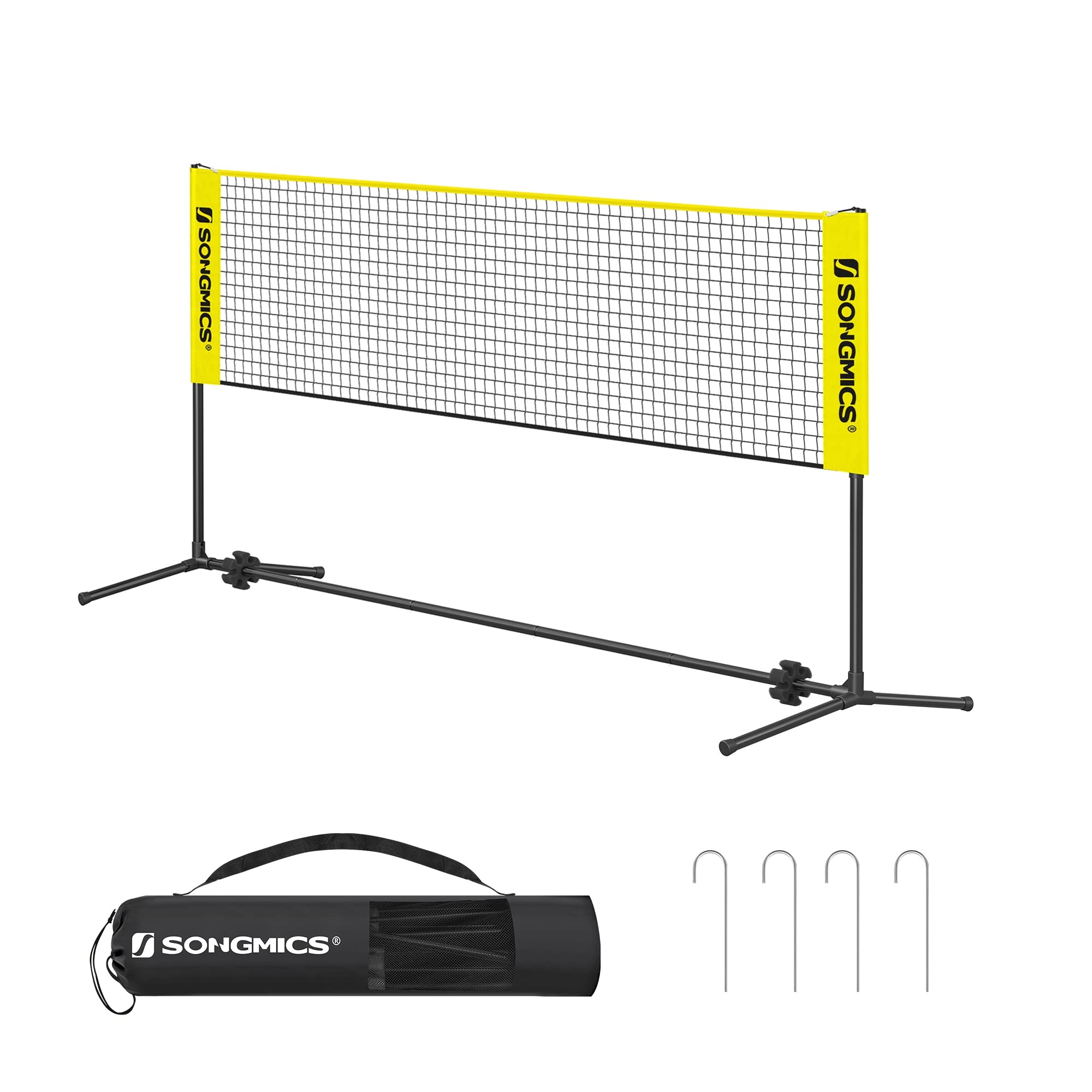 SONGMICS Red de bádminton de 3 m, Red de Voleibol, Altura Ajustable, Juego portátil para Tenis