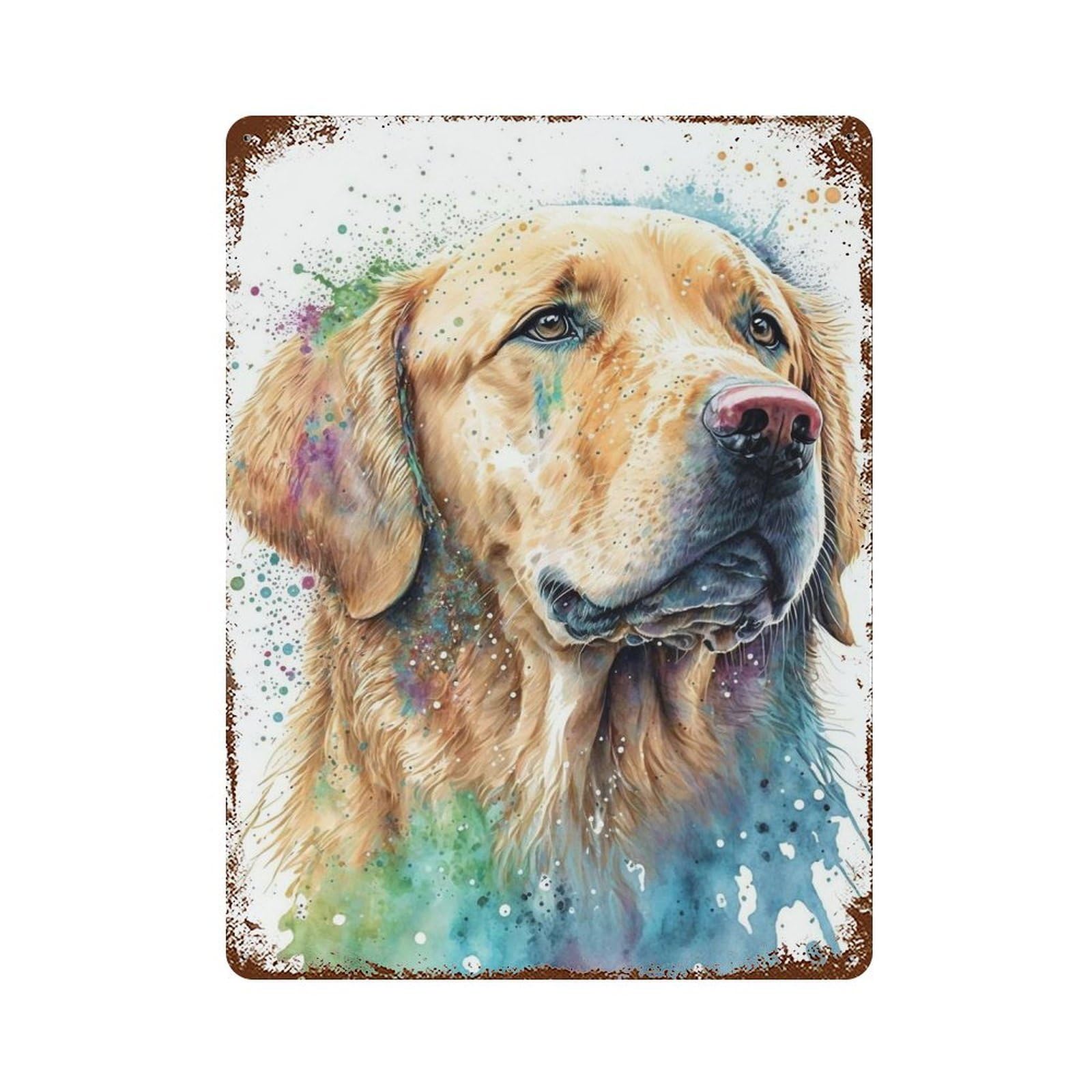 Garage Style Golden Retriever Decorative Tin Sign 15.7"x11.8", Rustic Home Decor for Bar And Workshop