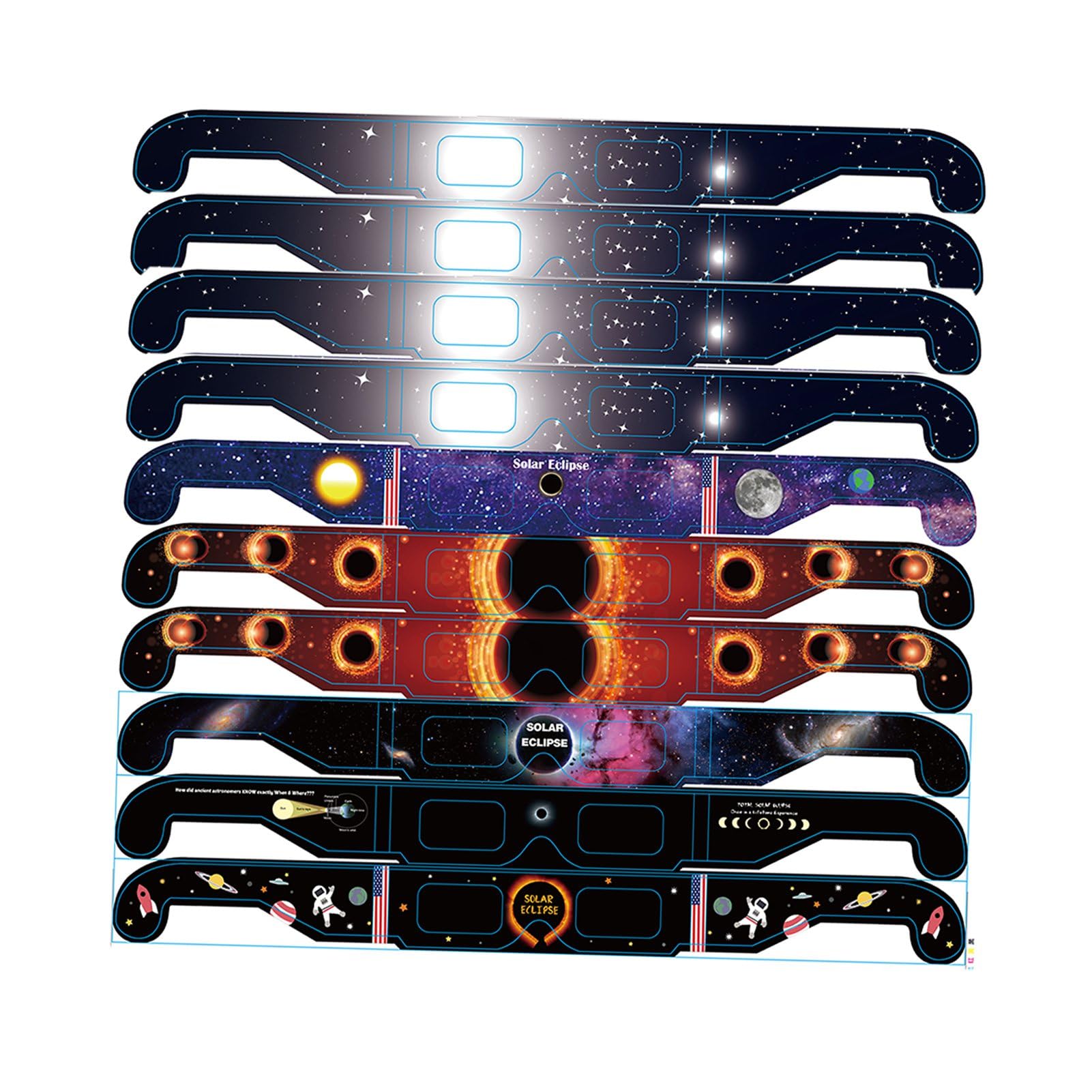 Cryfokt Solar Glasses, 10 Pcs CE ISO Certified Glasses with Clear Image, Eclipsefor Direct Sun Viewing, Filters UV IR 99.99% Intense Light