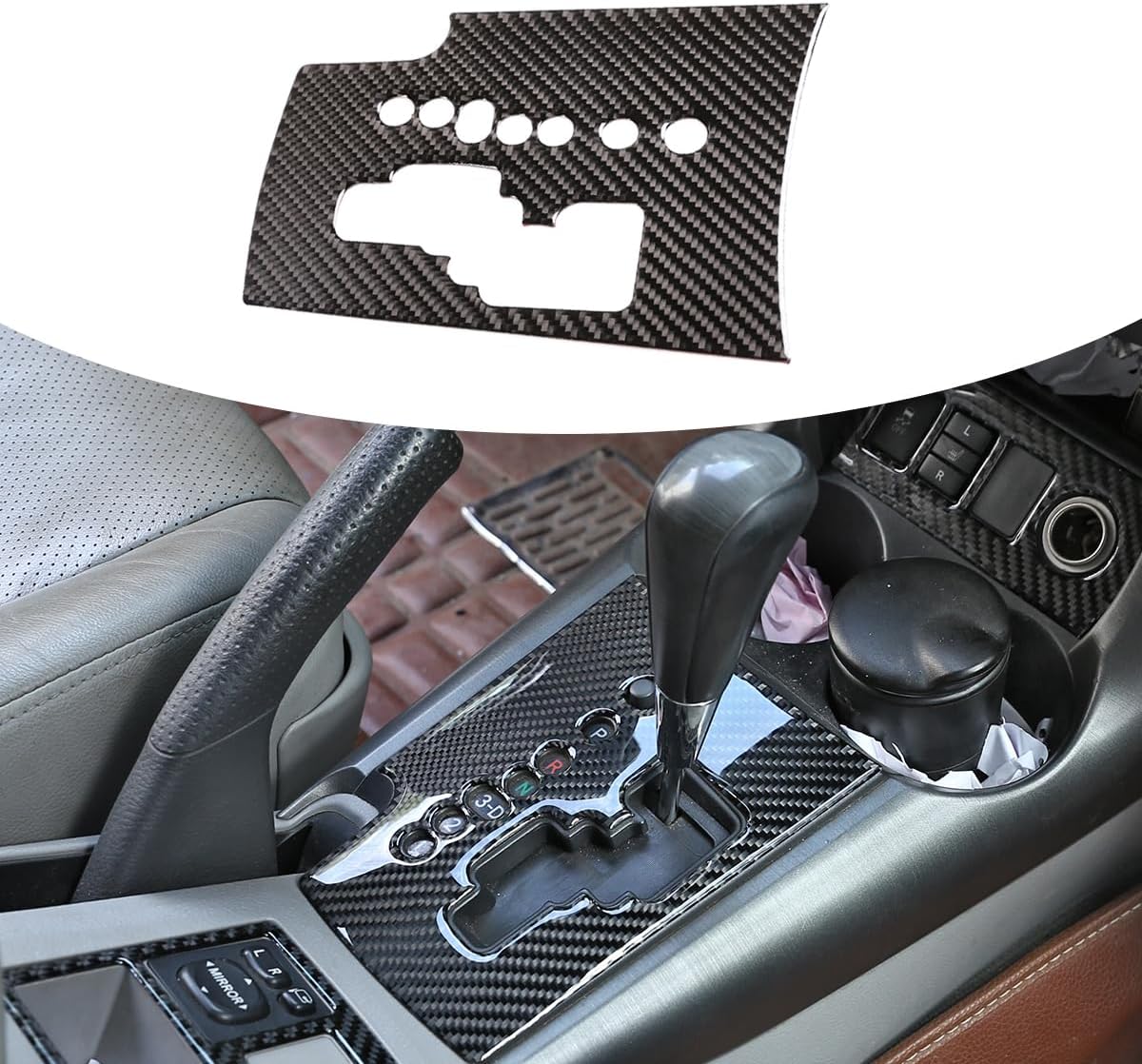 Real Soft Carbon Fiber Car Center Console Gear Shifter Panel Trim Frame Sticker,Fit for Toyota RAV4 Older Models 2006-2012 Auto Decoration Accessories (Black Carbon Fiber)