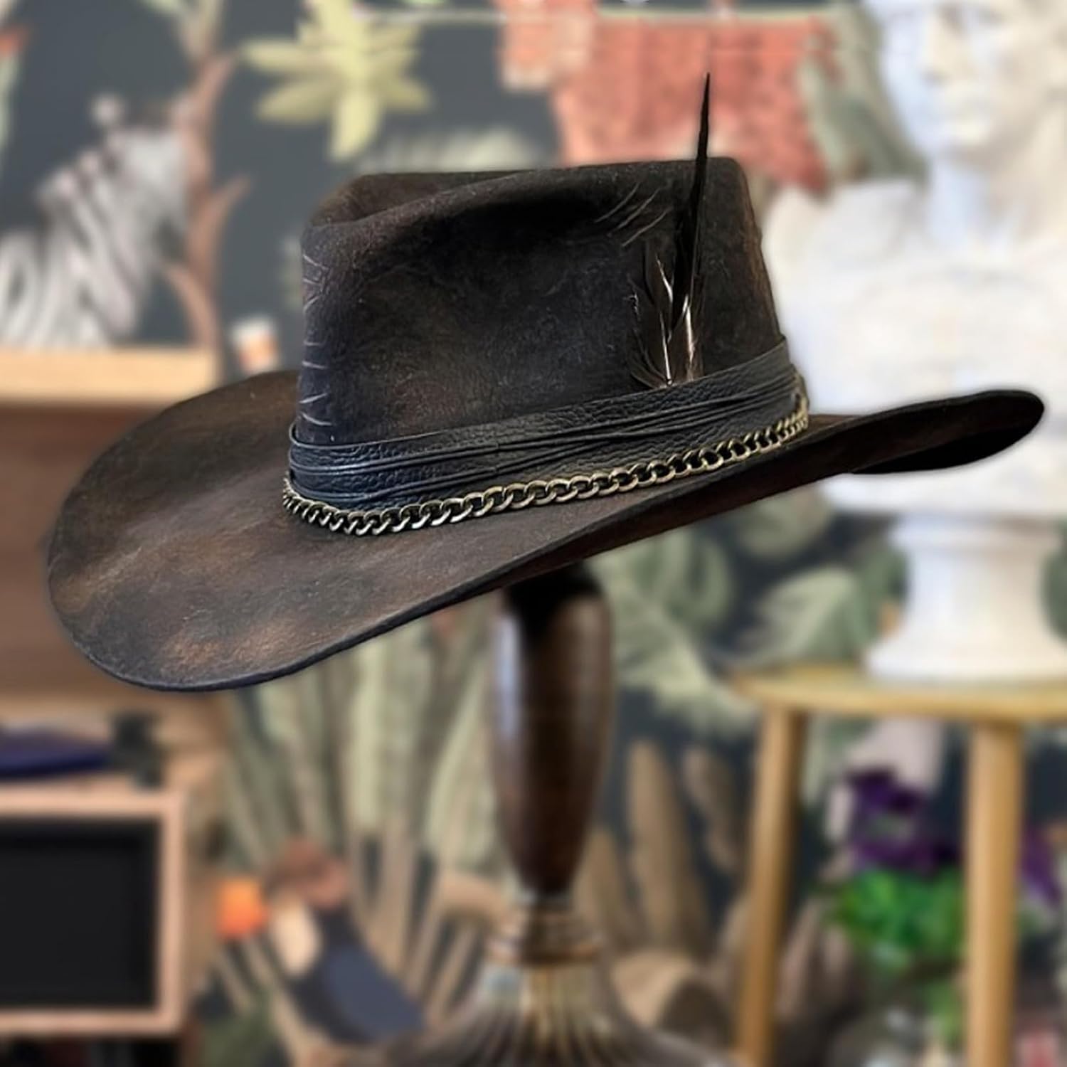 Unisex-Adult Western Fedoras Hat - Brown - Medium to Large - Wool - Cowboy - Adjustable - Moisture Wicking - Breathable - Perfect for Hiking, Camping, Fall, Winter