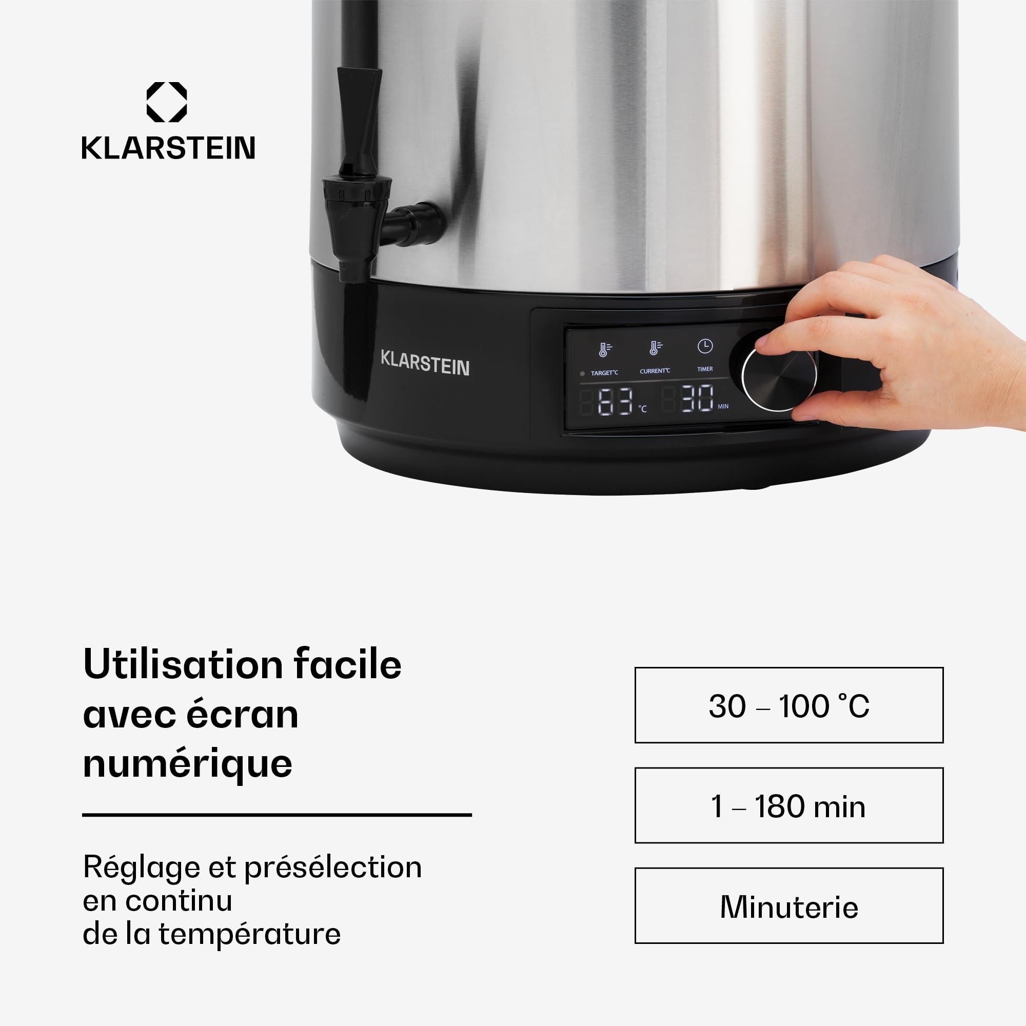 Klarstein Distributeur Eau Chaude à Ebullition Rapide, Distributeur Boisson Chaude de Cuisine, Eau Chaude Instantanée de 60L, Distributeur a Boisson, Distributeurs à Eau en Acier Inoxydable de 2500W