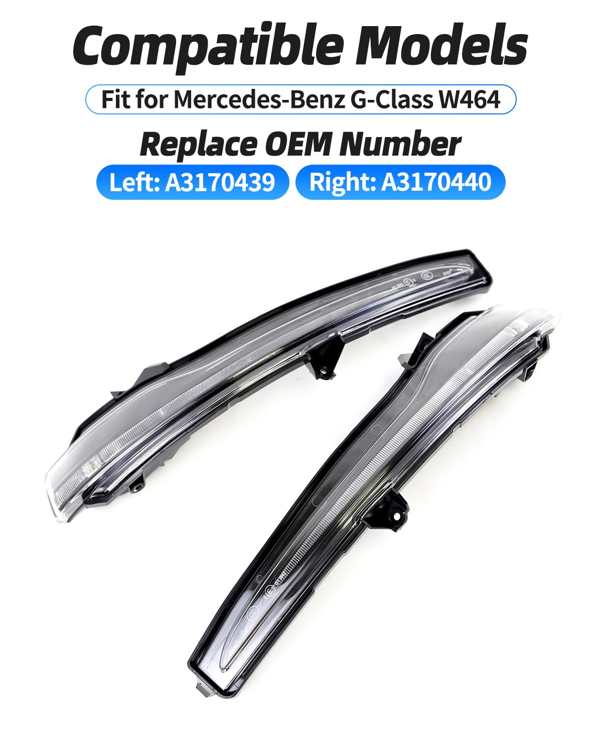 TZYSZDB Turn Signal Light, Side Mirror Lamp Rearview Mirror Light Indicator LED Light fit for Mercedes Benz G-Class G63 G500 G550 W464 W463A 2019-2024(Left+Right)