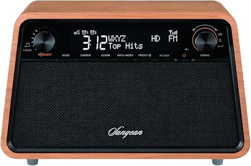 Sangean HDR-19 HD Radio/AM/FM-RDS/Bluetooth/AUX Radio de gabinete de madera premium