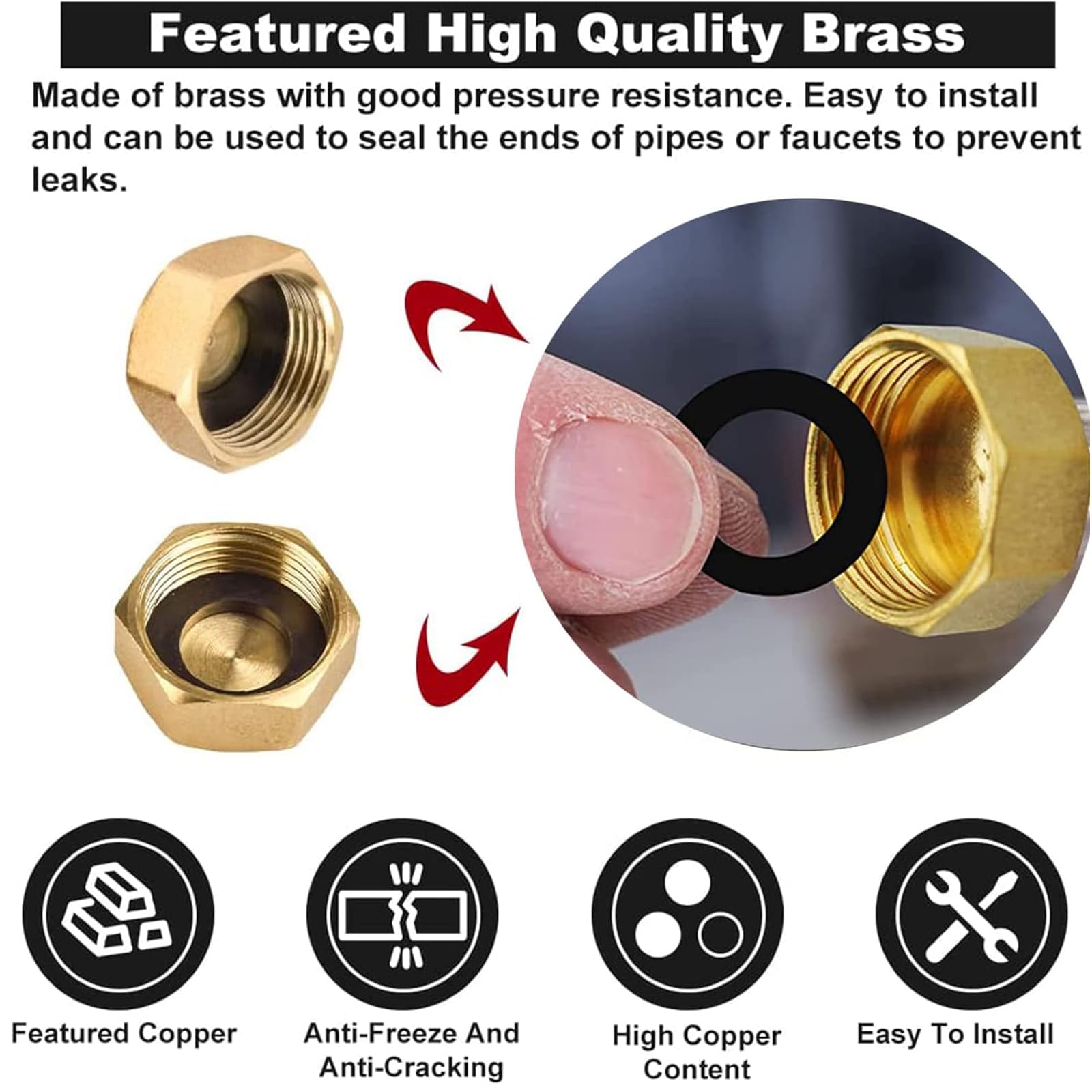12 Pcs Brass Blanking Nut Cap, 1/2" Female Blanking Stop Cap With