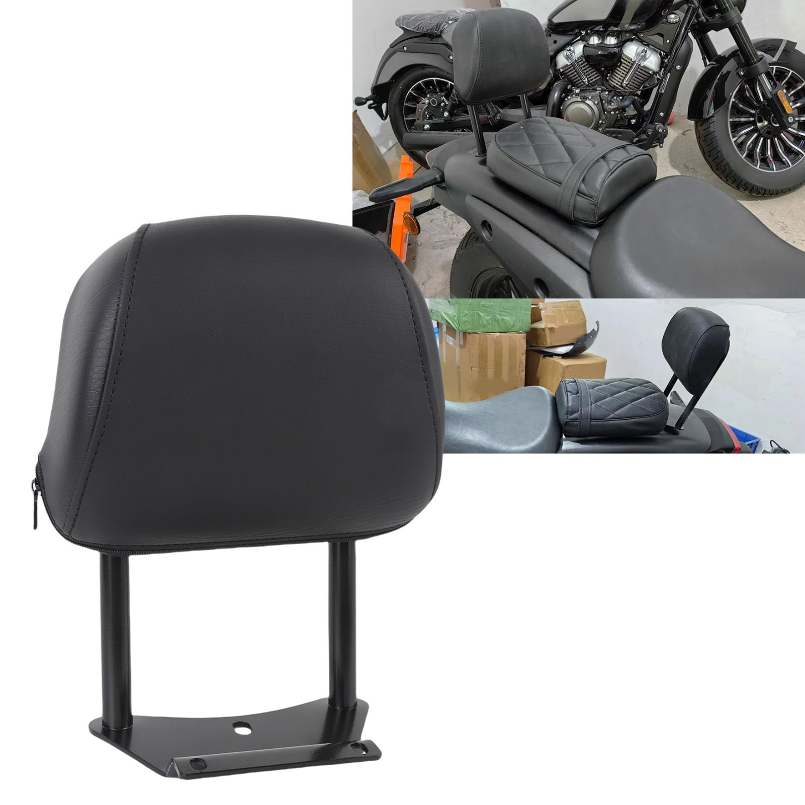 LiebeWH Imbottitura Schienale Passeggero Posteriore Pelle PU Spugna Telaio in Metallo Imbottitura Schienale Posteriore Staccabile con Cuscino di Supporto per Motociclisti Touring Comfort Passeggero