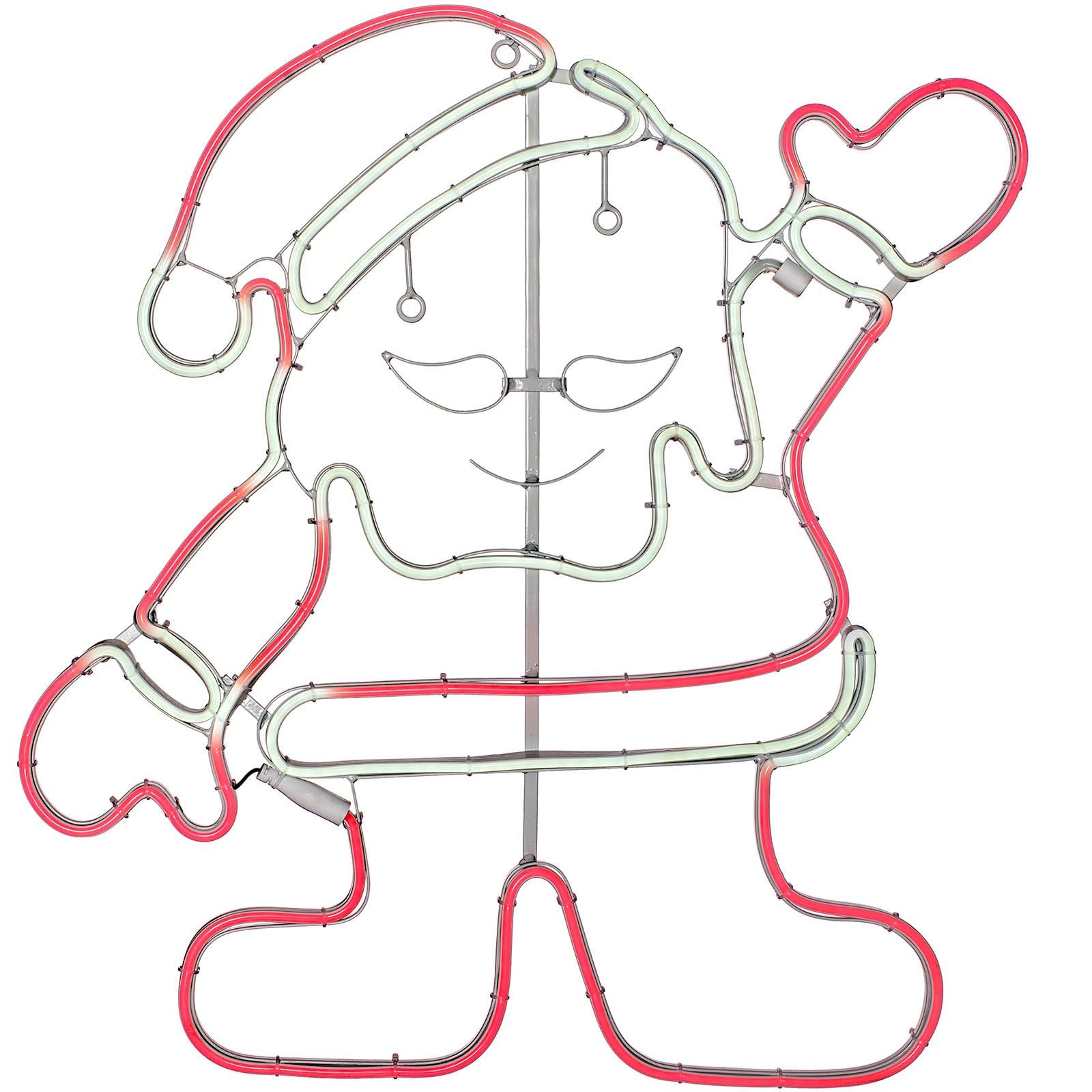 Werchristmas Red Waving Santa Christmas Silhouette Decoration, Neon Rope Light, 61 Cm