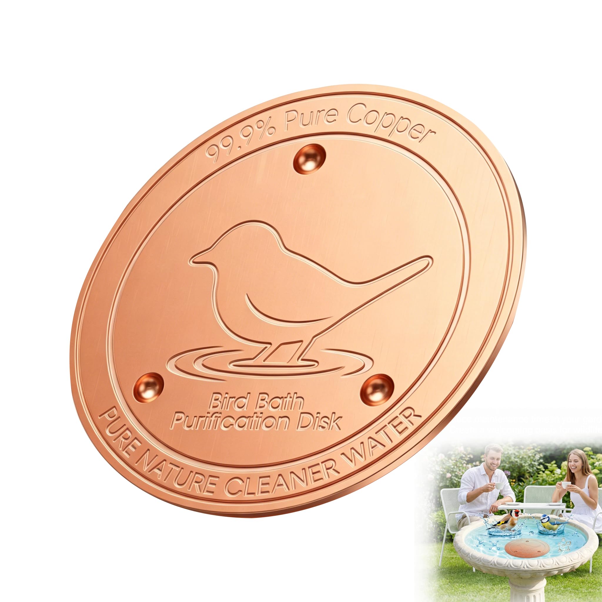 Bird Bath Copper Disk 1mm Thick, 99.9% Pure Copper Disc for Bird Bath Water Fresh, 100mm Diameter Metal Plate, Bird-Friendly Outdoor Accessory for Garden Bowls, Bird Feeders and Wildlife Fountains