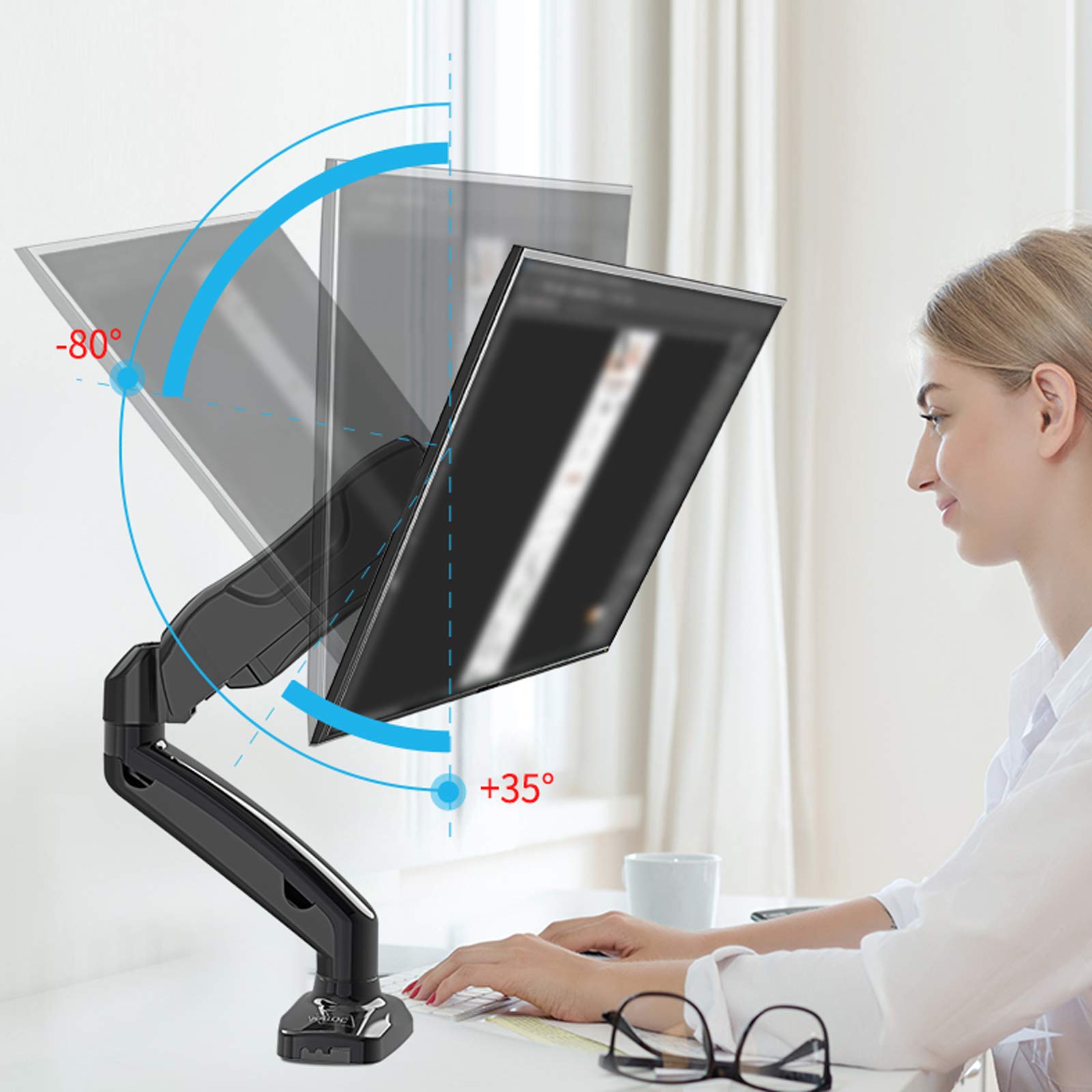 Supporto da Tavolo per Monitor Braccio per Monitor Girevole a Movimento Completo con Molla a Gas per Monitor da 17-32 Pollici Supporto per Monitor da Computer