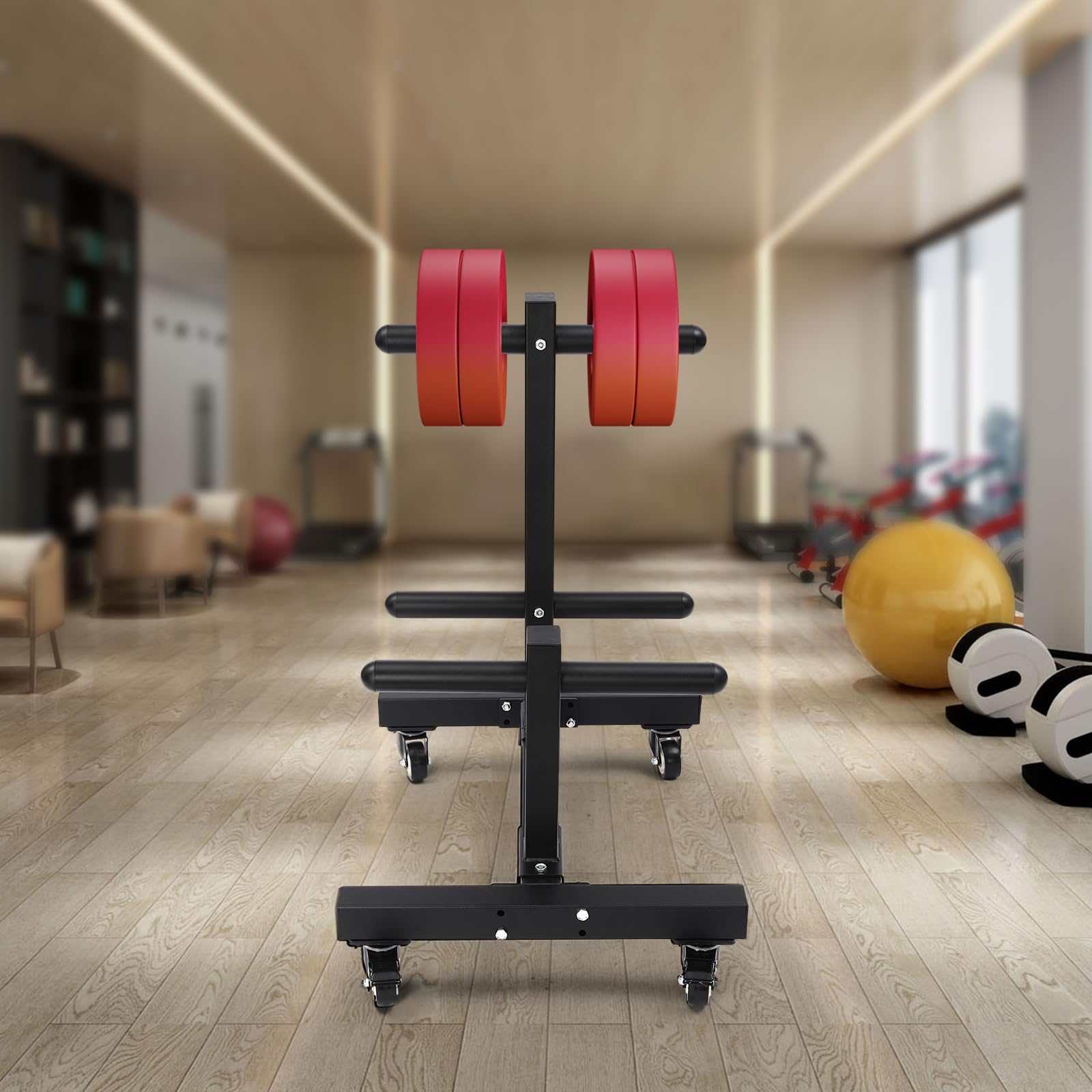 Dumbbell Plate Rack, Double Column Mobile Dumbbell Piece Holder Vertical Storage Tree 1102.3lbs Capacity with Transport Wheel