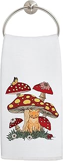 Cottagecore Mushroom Cat Kitchen Towels, Cat Lovers Mom Lady Gifts Hand Towels for Bathroom Decor, Mushroom Lover Gifts Dish Tea Towel for Kitchen Decor, 16x24 Inch