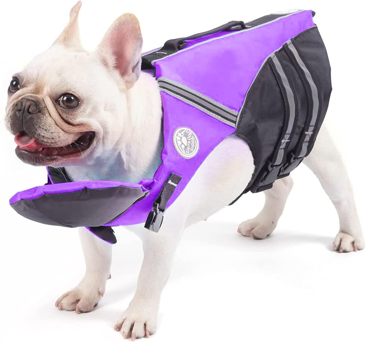 French Bulldog Life Jacket, Life Vest with Chin Float Rescue Handle for Corgi Pug, Adjustable High Visibility Flotation Swim Vest for Swimming Boating (Purple) French Bulldog Life Jacket, Life Vest with Chin Float Rescue Handle for Corgi Pug, Adjustable High Visibility Flotation Swim Vest for Swimming Boating (Purple)