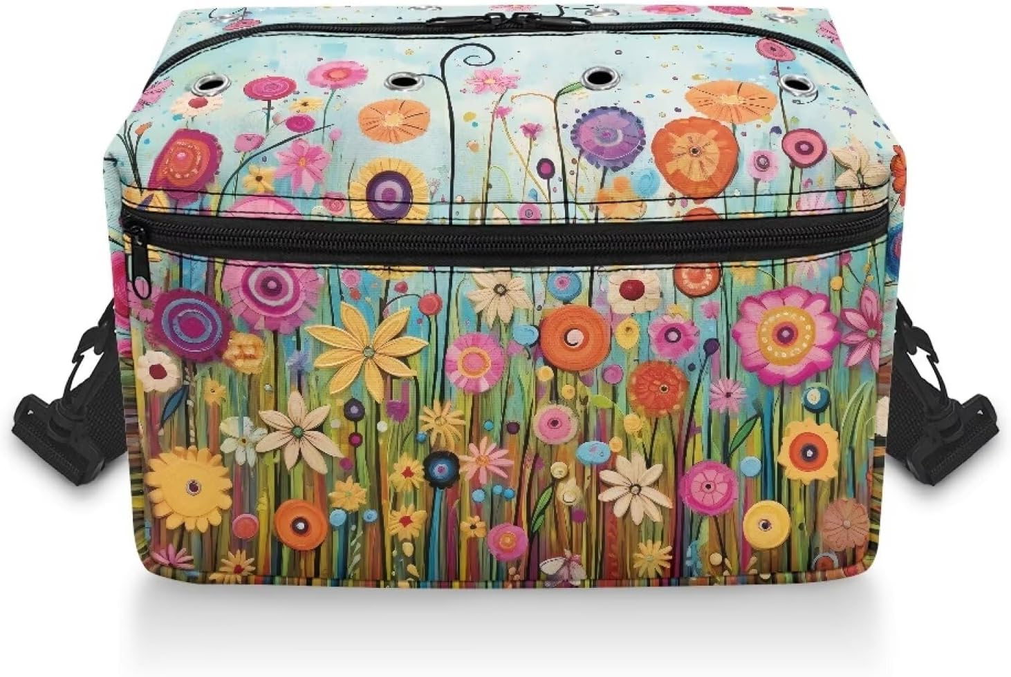 Kathyboom Colorful Flowers Knitting Bag for Yarn Storage High Capacity Crochet Tote Bag, Yarn Holder for Crocheting Knitting Bag Organizer for Mother Wife