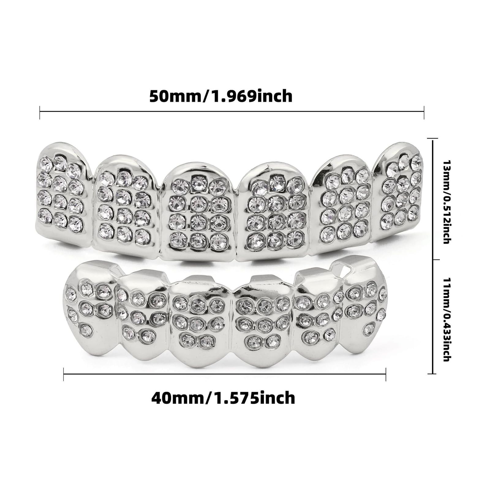Qiwenr Hip Hop Teeth Grills, Rapper Braces, Bottom Grills, Hip Hop Custom Fit Polished Teeth Grillz - Image 2