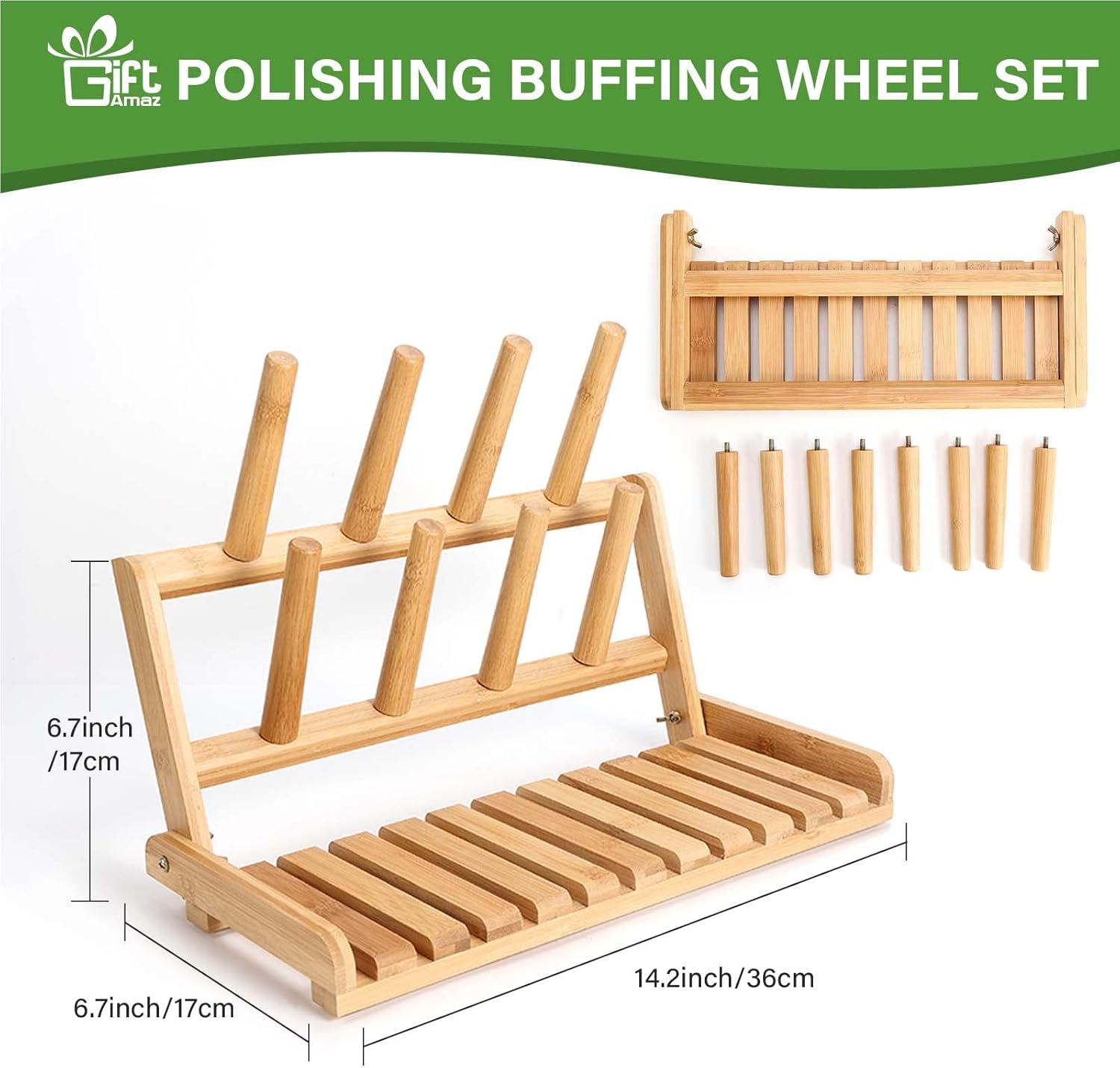GiftAmaz Bamboo Baby Bottle Drying Rack, Space Saving Countertop Bottle Holder Portable Dryer Rack Organizer for Baby Bottles, Cups, Pacifiers and Accessories, Birthday Box for Women Mother Mom