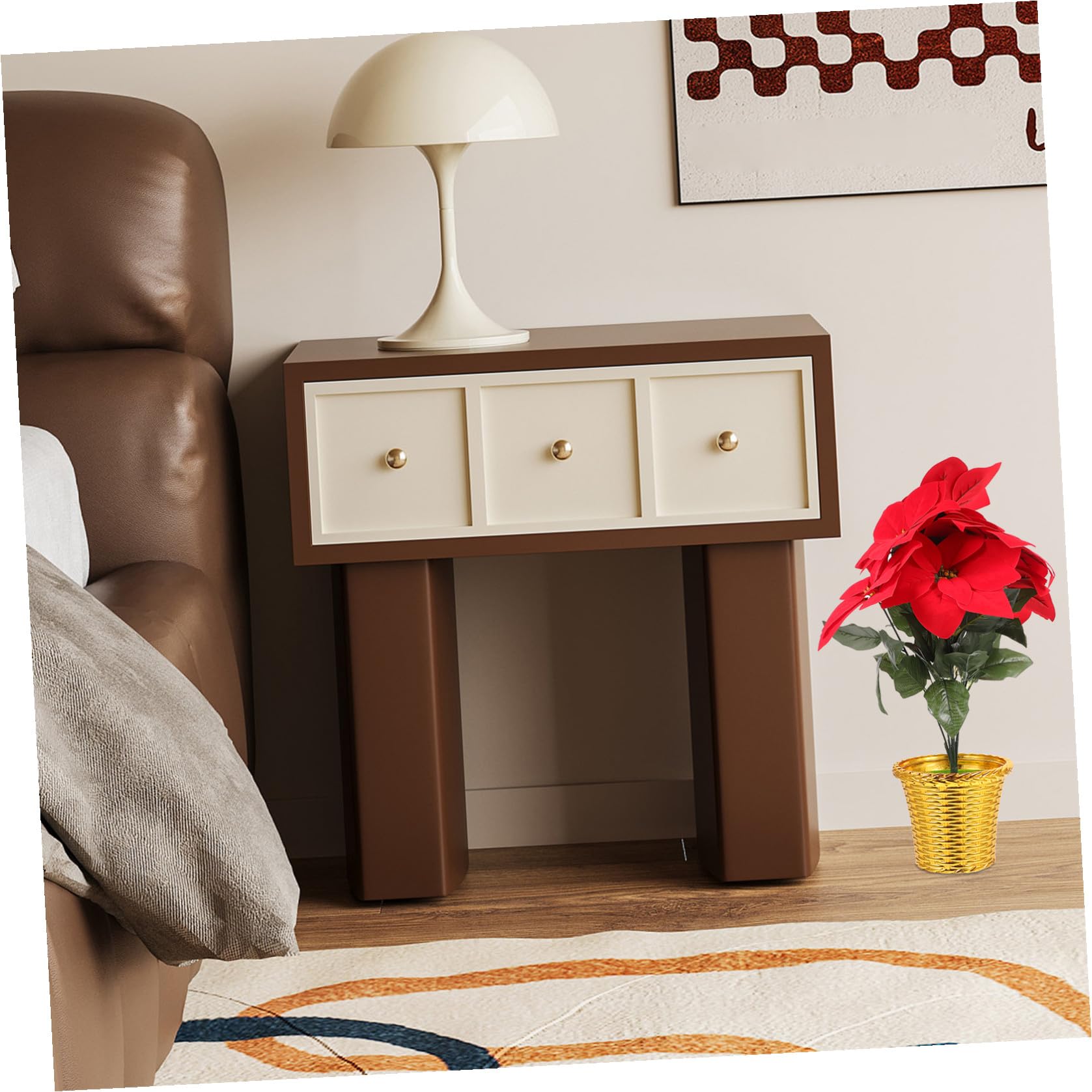 Flor Artificial de Navidad Maceta Decoración Poinsettia Falsa para Hogar Mesa y Balcón Accesorio Festivo para Navidad y Acción de Gracias