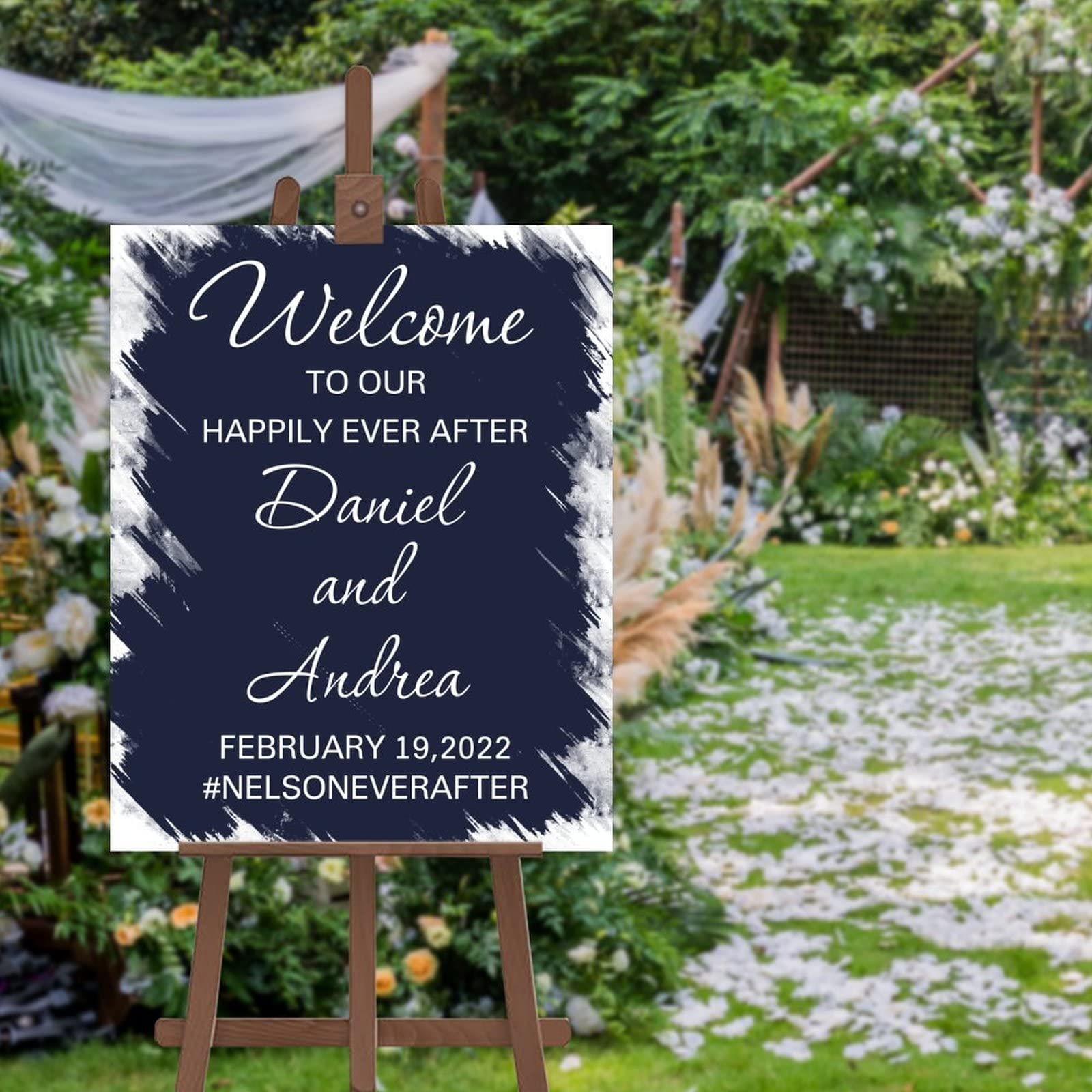Panneau de bienvenue mariage personnalisé en bois - 45x61 cm