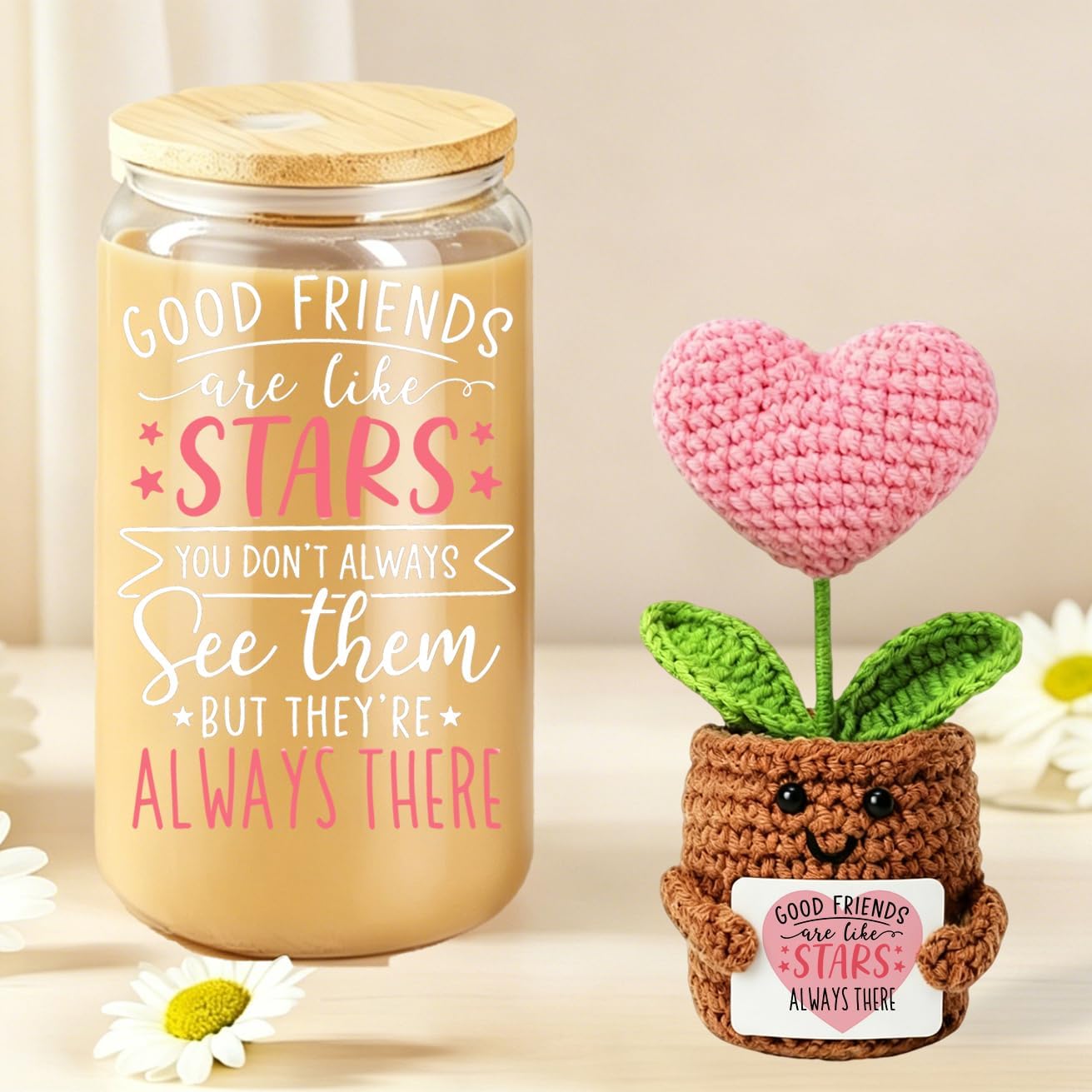 MUJUZE Friendship Gifts for Women,Glass Cup Gift Set for Best Friends