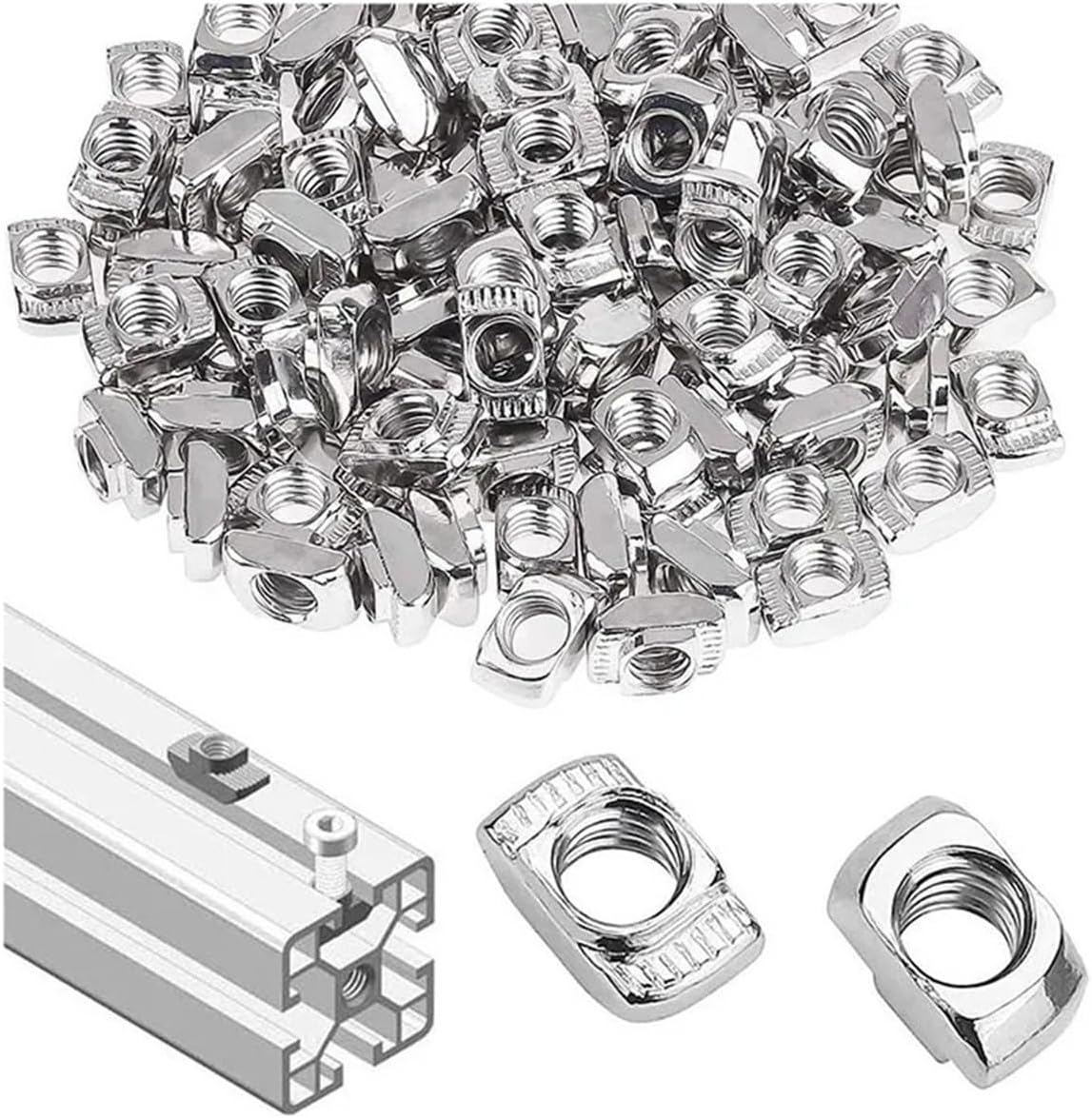2020 3030 4040 T Nut M3 M4 M5 M6 M8 Slot T-nut Sliding Hammer Drop in Fasten Connector for EU 20 30 40 45Series Aluminum Profile(50PCS,20S-M4)