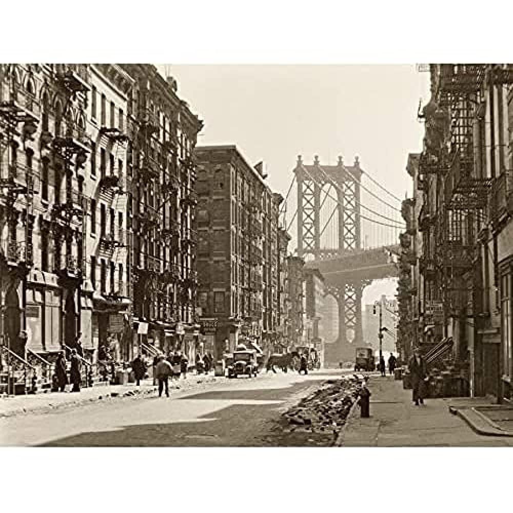 New York Pike Street Manhattan Bridge Photo Art Print Canvas Premium Wall Decor Poster Mural