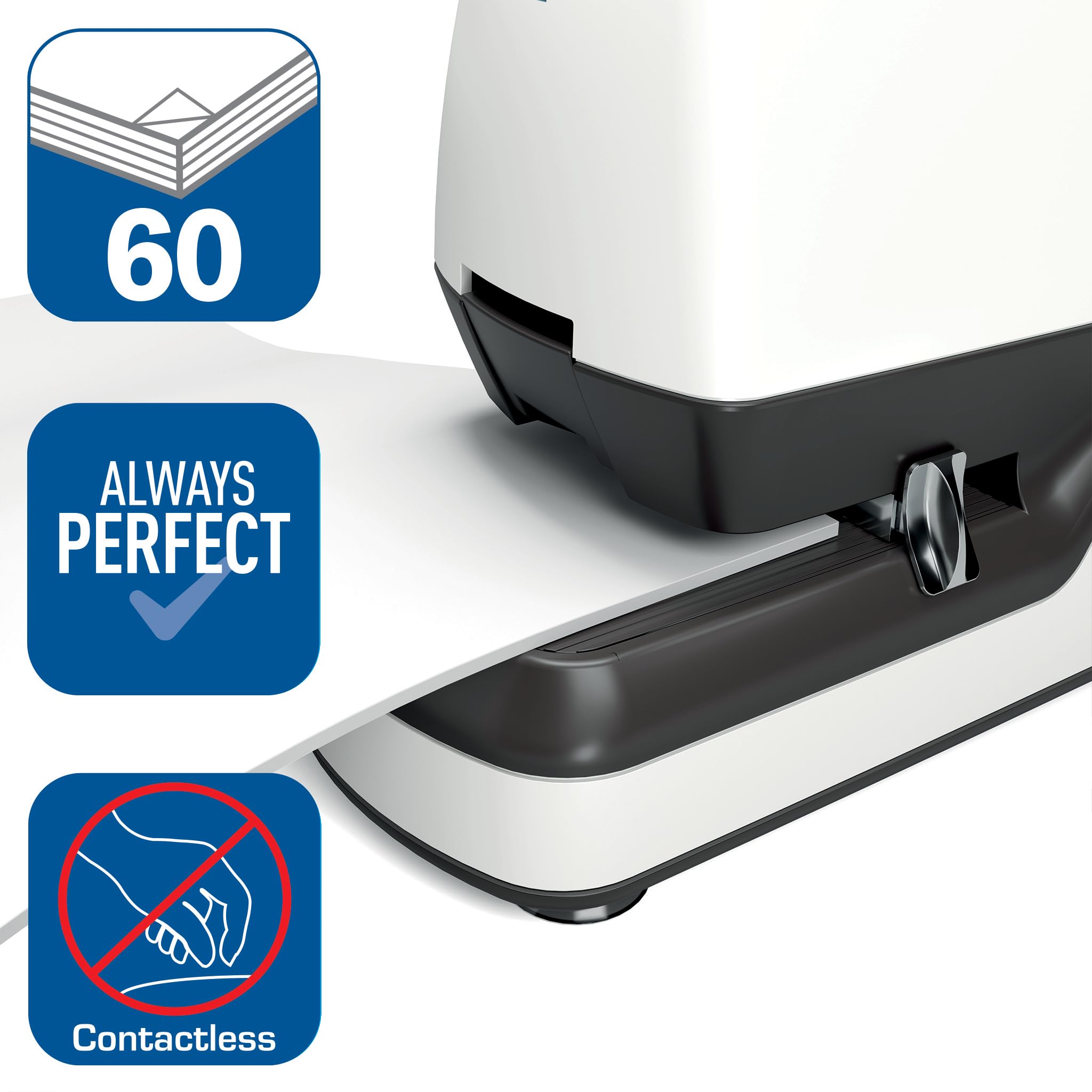 Rapid 2102355 - Grapadora Eléctrica Contactless Optima 60E, Grapadora Automática Profesional para Oficina, Diseño Resistente, 5.000 Grapas Incluidas, Blanca, 60 Hojas