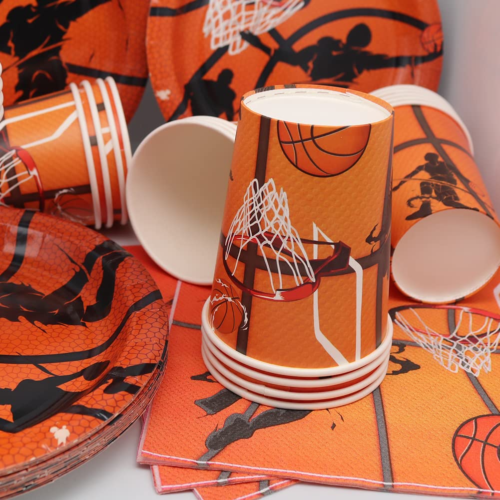 Doyomtoy 61 pezzi decorazione da tavolo da basket Piatti e bicchieri per festa di compleanno bambini