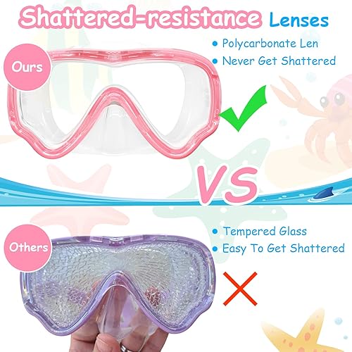 Miniatura 7 de Vvinca Kids-Goggles with Nose Cover, Diving Mask Elastic Fabric Strap Anti Fog Anti Shattered Lens for Kids Swim Goggles 3-14