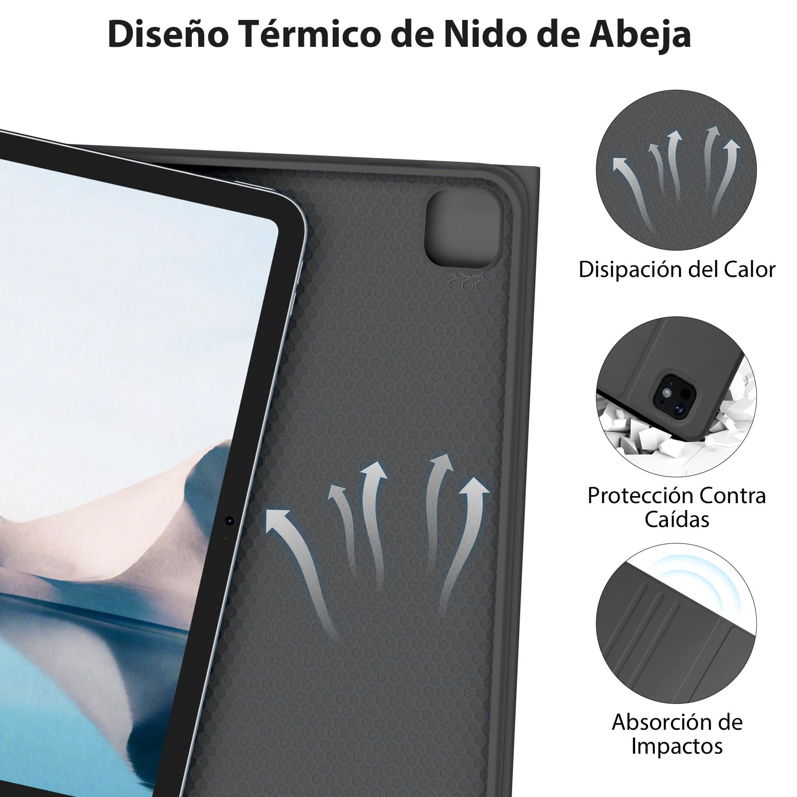 CC Store Teclado iPad Air 11(M2,2024/M3,2025), Funda Teclado para iPad Pro 11 4/3/2/1 Gen, iPad Air 5/4 Gen, Español Ñ, Keyboard Inalámbrico Bluetooth Desmontable y Fundas con Soporte de Lápiz