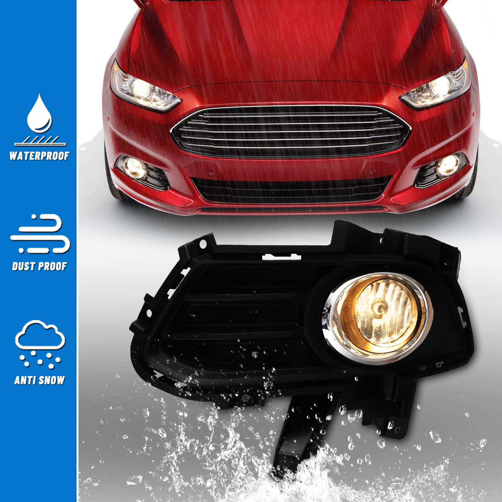 Fog Light Trim – Driver Left Side – Fits Ford Fusion 2013-2016 – Textured Black