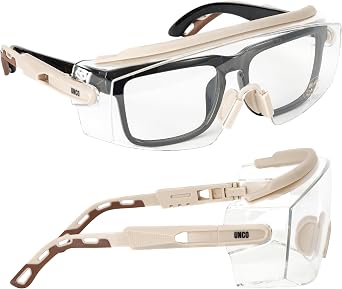 UNCO- Safety Goggles Over Glasses with Clear Wraparound Lens, Anti Fog Safety Glasses for Men and Women, Protective Eyewear