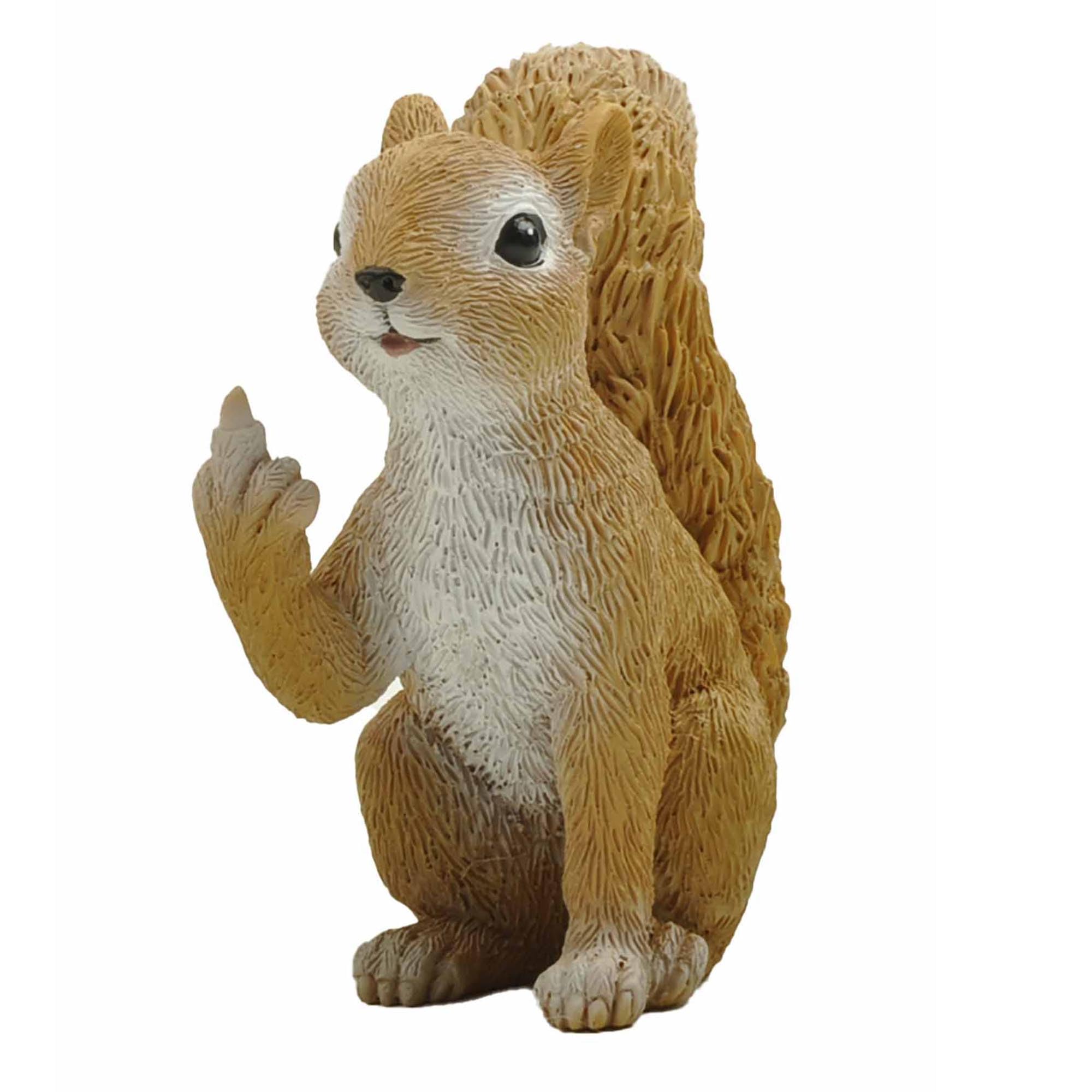 JFSM INC. Rude Squirrel Figurine with Middle Finger, Funny Resin Animal Statue