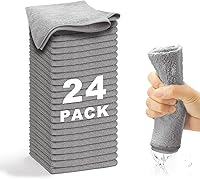 Vista 9 de Paño de Limpieza de Microfibra Gris 13"x13", Trapos de Limpieza de Microfibra Ultra Suaves y Absorbentes para Suministros de Limpieza del Hogar