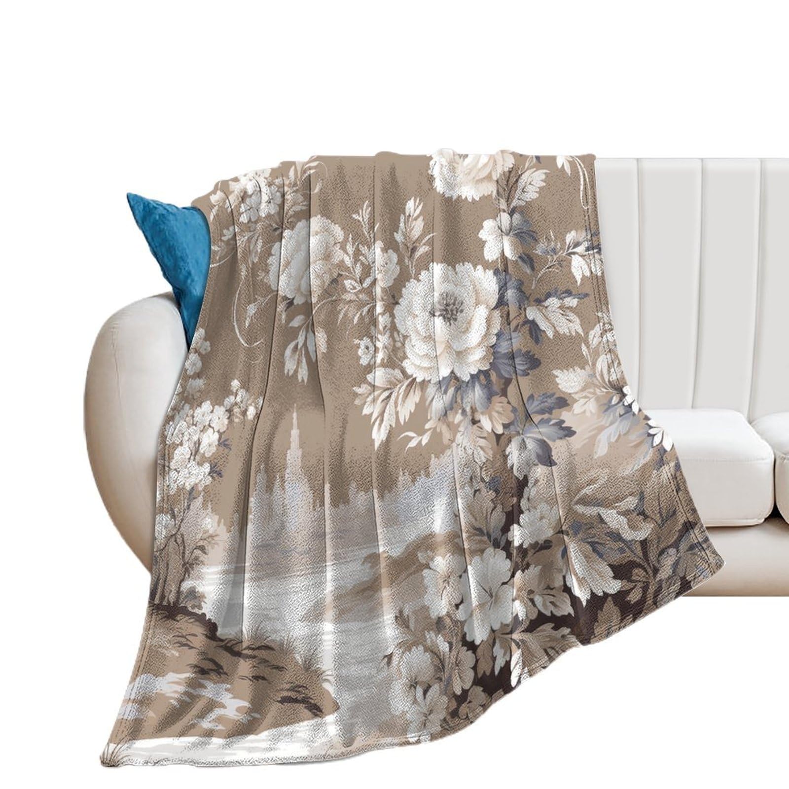 Couverture polaire en flanelle marron clair 153x203 cm pour lit et canapé