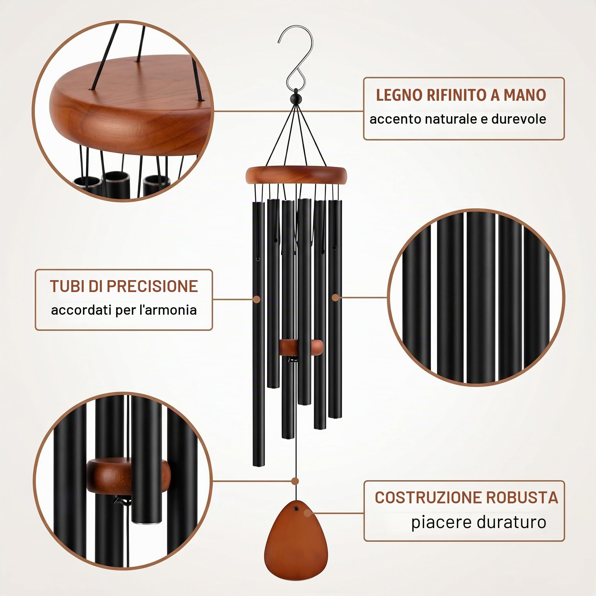 1 Pezzo Campanelli a Vento, Decorazione per Giardino, Balcone e Interni, Regalo di Benvenuto e Arredamento per la Casa