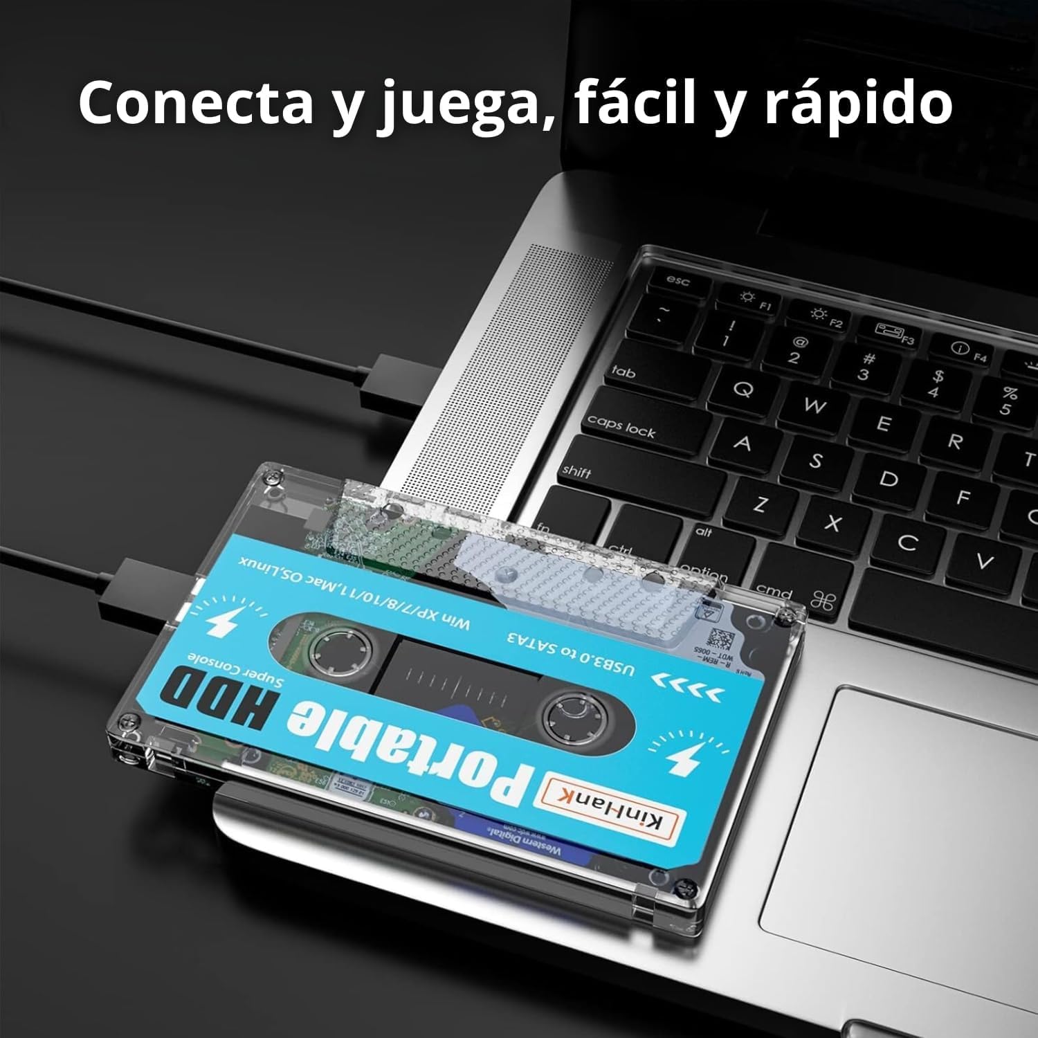 Kinhank - Disco Duro Externo portátil 500 GB HDD Integrado con +111.000 Juegos, Sistema Batocera 33 con más de 80 emuladores clásicos y AAA, soporta Windows y MacOS - SVP Game (500 GB + 2 Mandos BT)